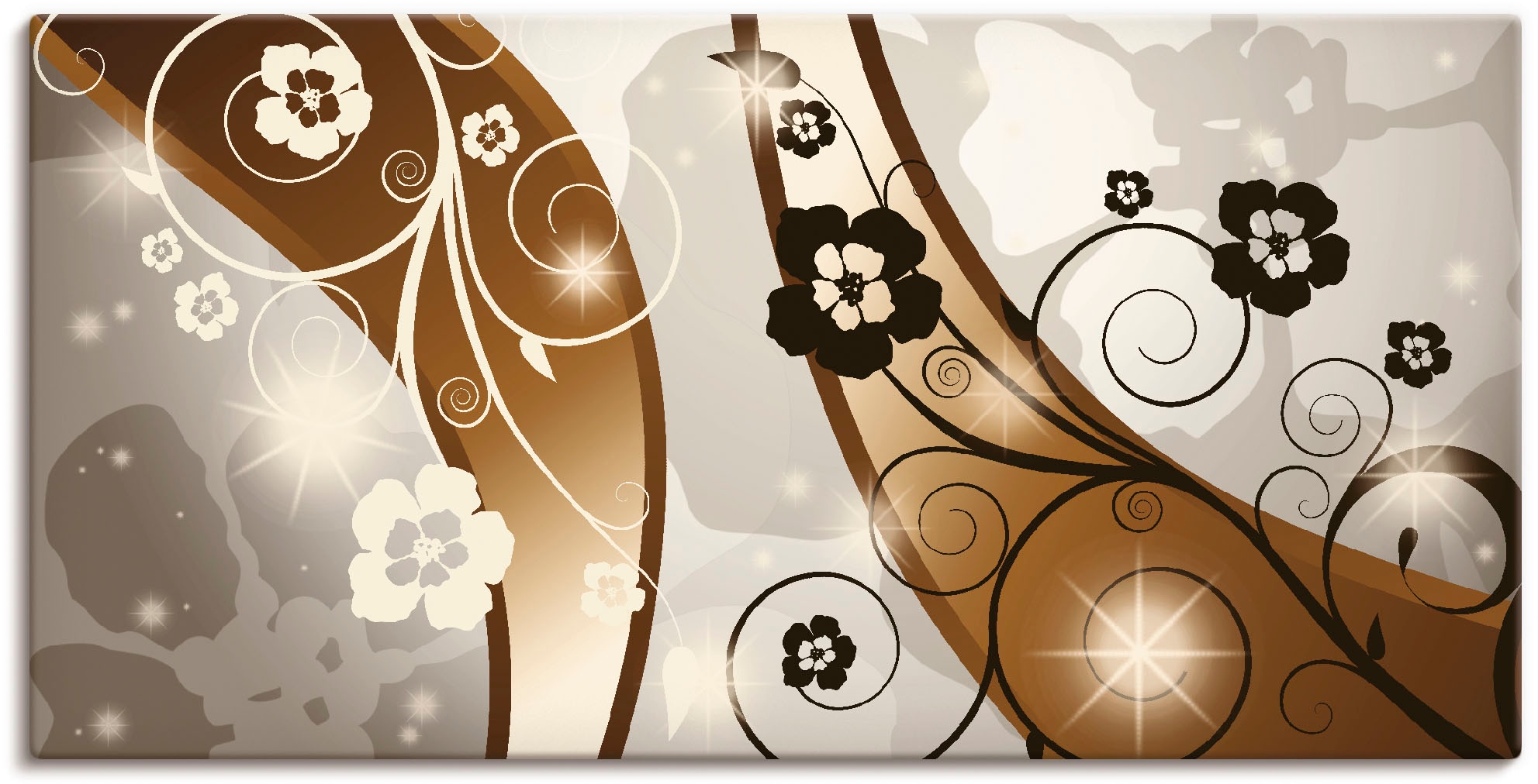 Artland Wandbild »Braune Wirbel mit Blumen«, Muster, (1 St.), als  Leinwandbild, Wandaufkleber oder Poster in versch. Größen auf Rechnung  kaufen