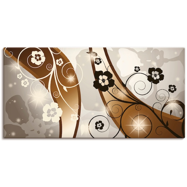 Artland Wandbild »Braune Wirbel mit Blumen«, Muster, (1 St.), als  Leinwandbild, Wandaufkleber oder Poster in versch. Größen auf Rechnung  kaufen