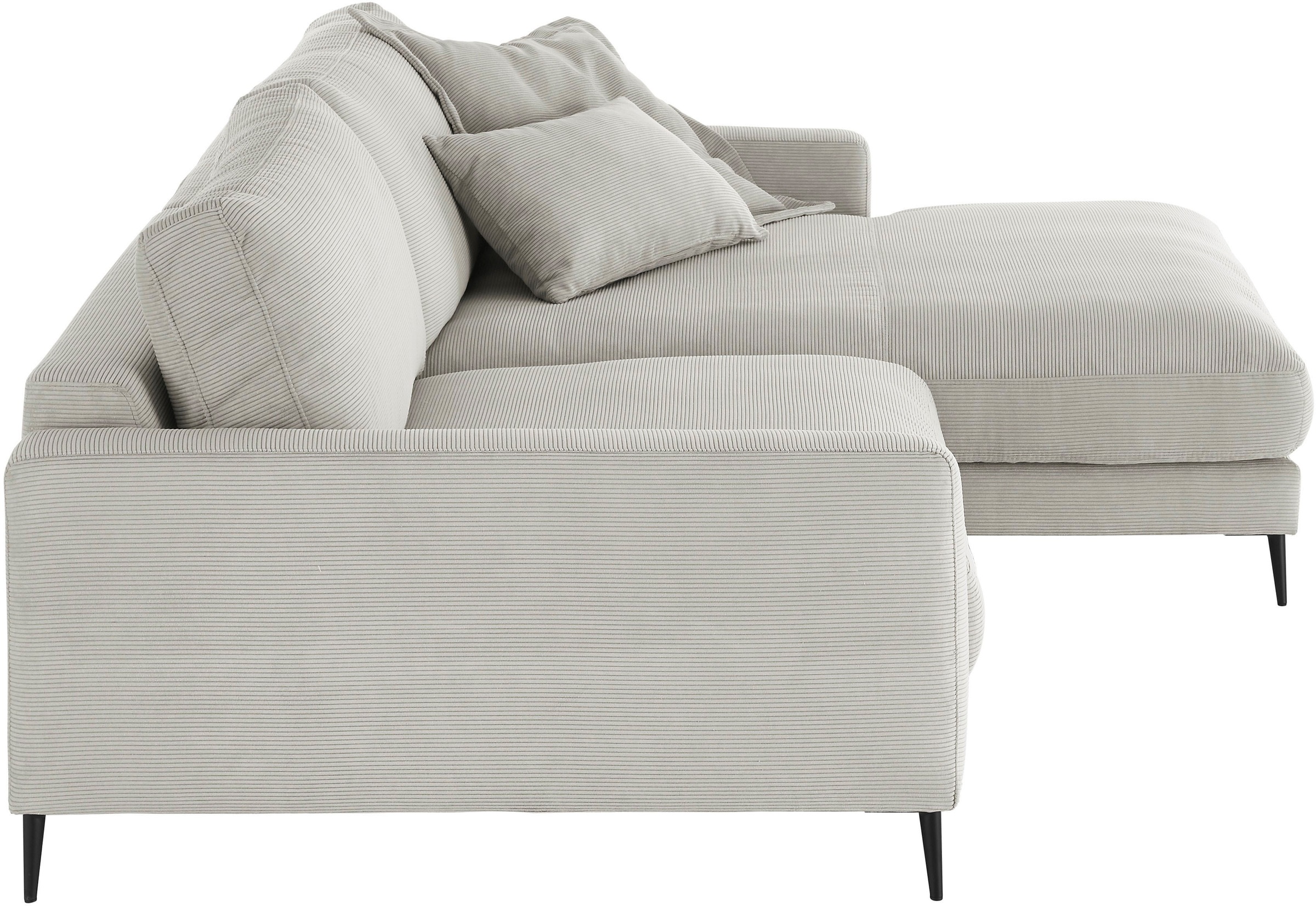 INOSIGN Ecksofa »Downtown, B/T/H: 272/190/84 cm L-Form«, weicher Sitzkomfort auch in Cord und Bouclé, incl. Zierkissen