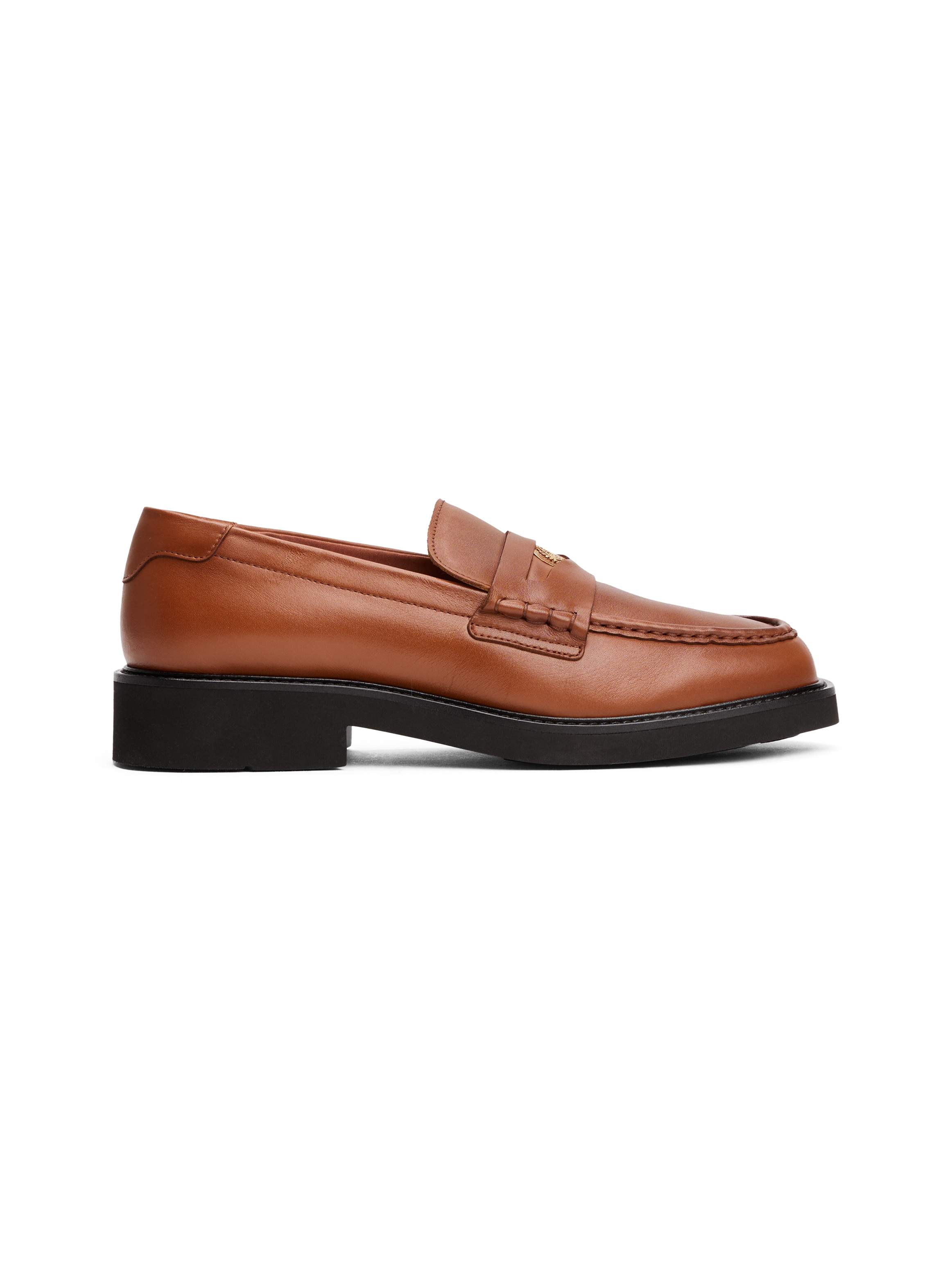 Tommy Hilfiger Loafer »CREST SQUARISH TOE PENNY LOAFER«, Blockabsatz, Slipper, Businessschuh mit Schmuckelement