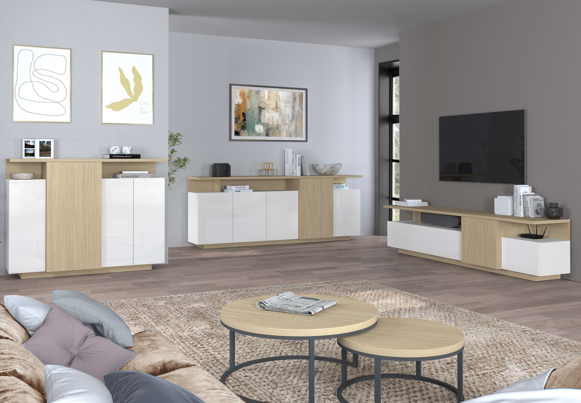 OTTO home Lowboard »Lowboard ETHOS,Lowboard,TV-Kommode,TV-Möbel,TV-Bank« 1 Stk. tlg. Mit zwei Drehtüren, einer Klapptür und zwei offenen Fächern,B.210 cm