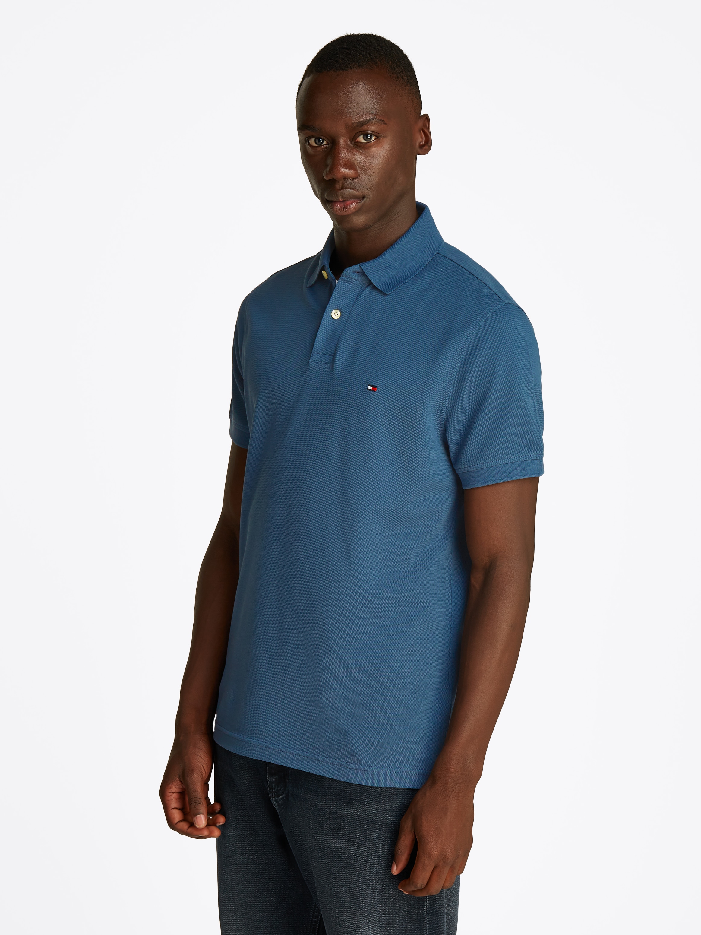 Tommy Hilfiger Poloshirt »1985 REGULAR POLO mit Kontraststreifen und Knopfleiste« unifarben, sportlich, regular fit, Baumwollmix, Polokragen