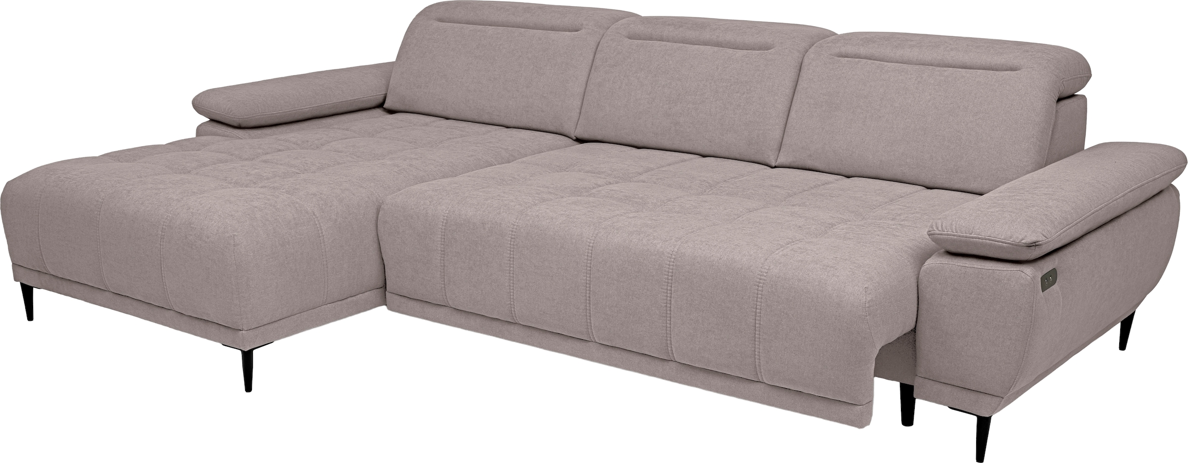 WERK2 Ecksofa »Focus-S, inkl. elektr. Sitzvorzug, manuelle Kopfteilverstellung« elektr. Sitztiefenverstellung, flexible Kopfstützen, 12cm Füße, L-Form
