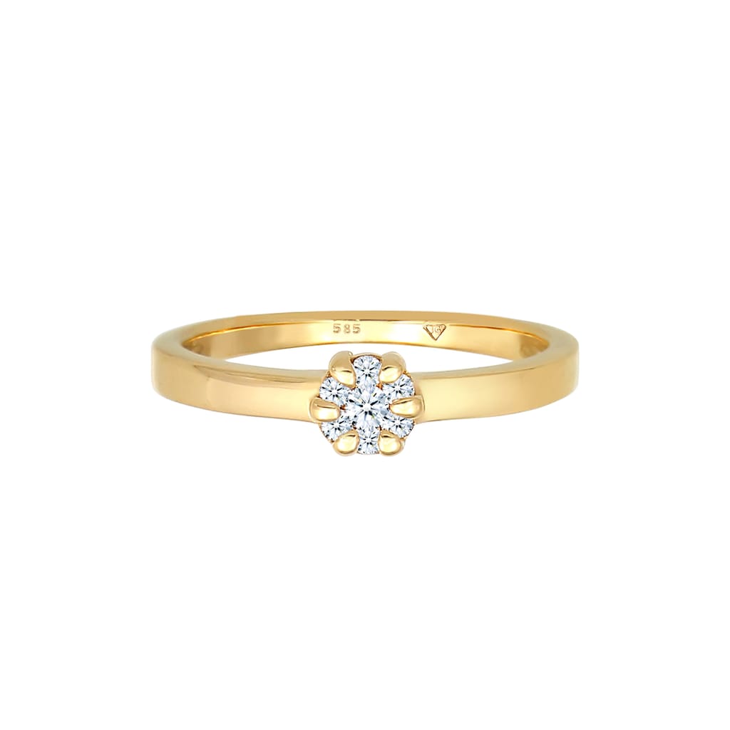 Elli DIAMONDS Verlobungsring »Blume Verlobung Diamant (0.12 ct.) 585 Gelbgold«
