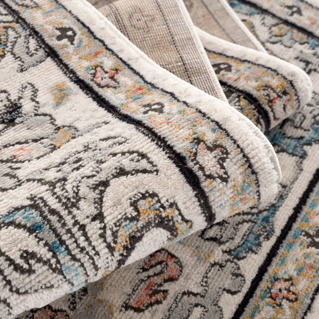 Carpet City Teppich »Novel 8606«, rechteckig, 11 mm Höhe, Vintage-Teppich mit Fransen, Used-Look, Multicolor, Wohnzimmer, Schlafzimmer