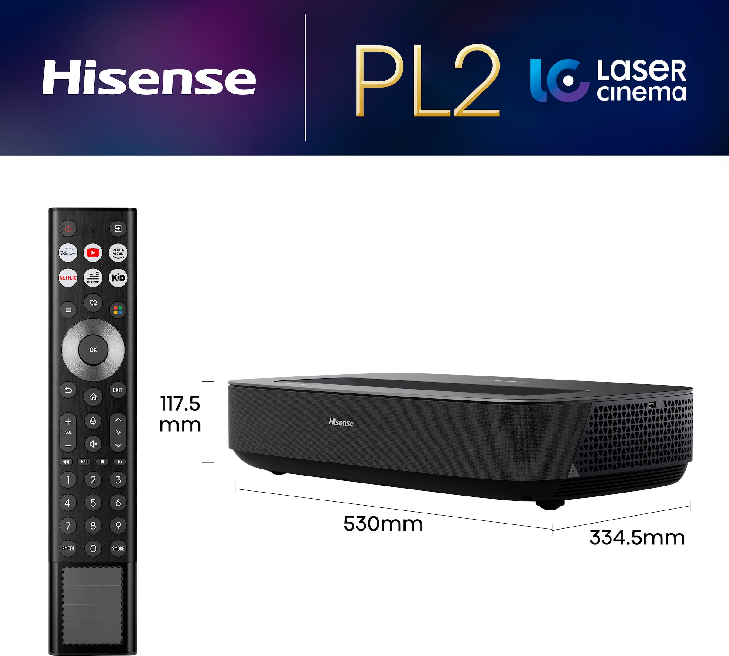 Hisense Laser-TV »PL2«, (3000:1)