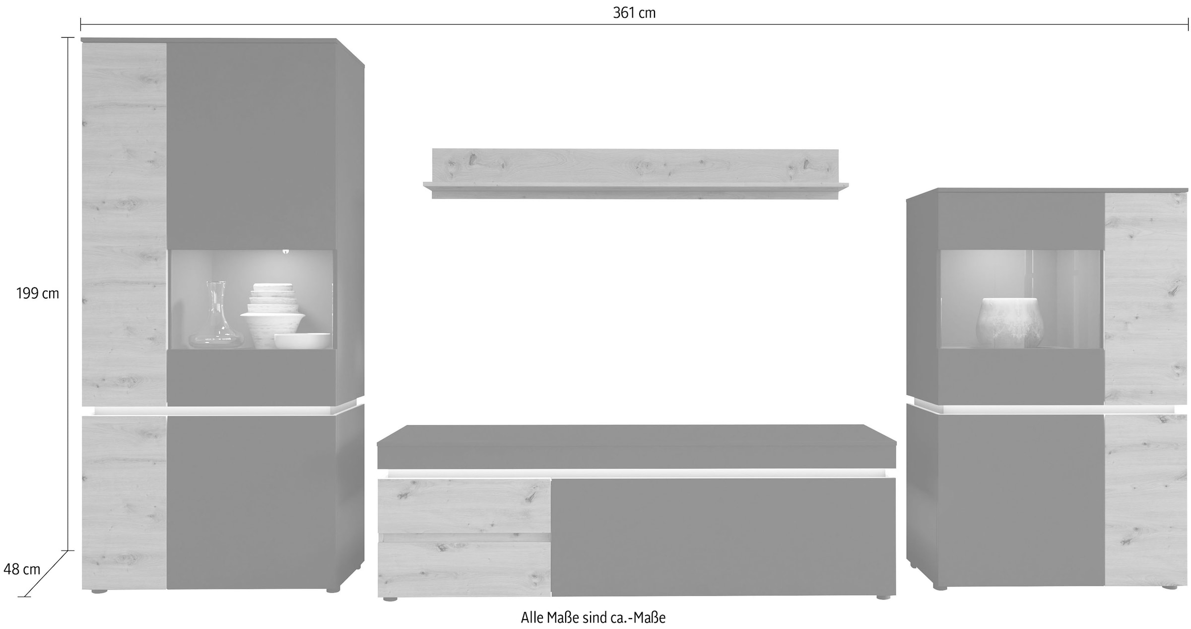 Home affaire Wohnwand »Luci« Set, 4 Stk. tlg.