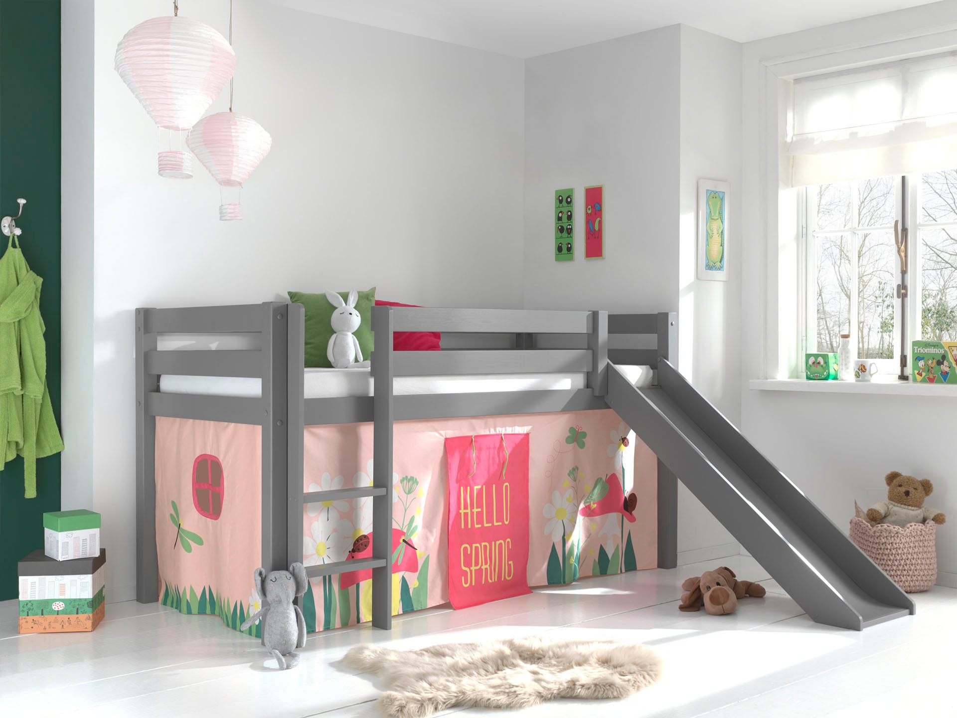 Vipack Hochbett "Pino, Spielbett massiv Kiefer, stabil gebaut, 3 Korpusfarb günstig online kaufen