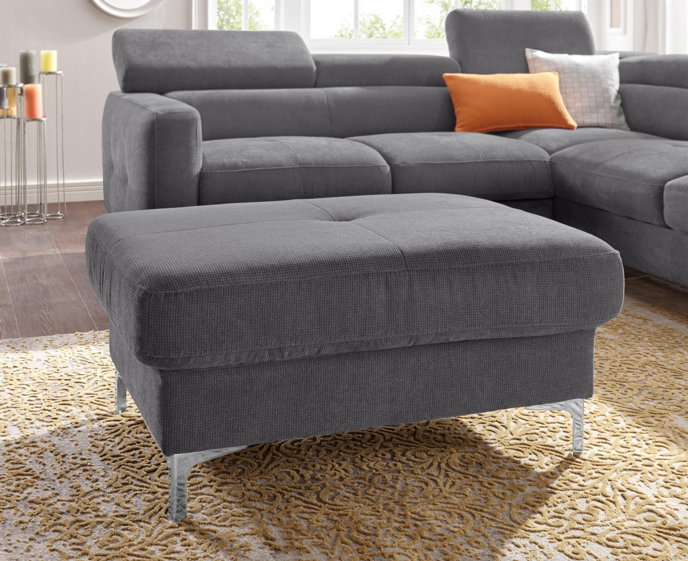 COTTA Polstergarnitur »Sammy L-Form«, (Set), Set bestehend aus: Ecksofa mit Kopfteilverstellung & Hocker