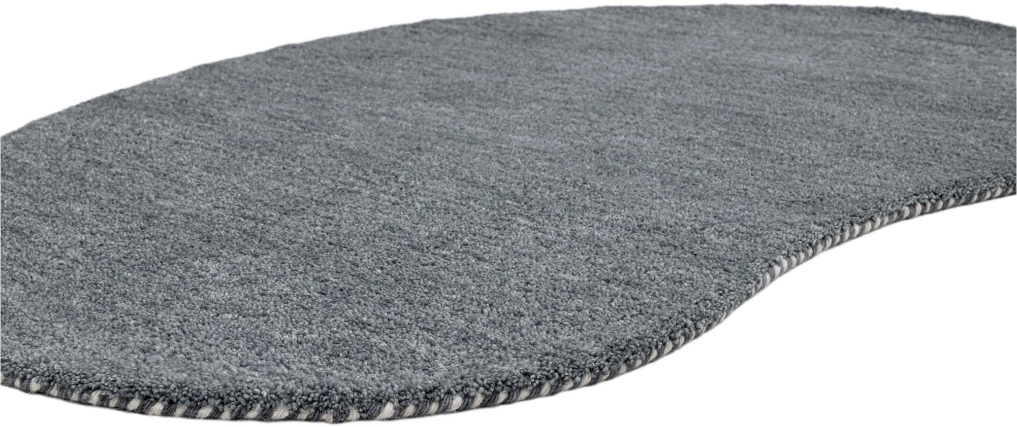 THEKO Wollteppich »Gabbeh Uni, Handgefertigt, Teppich, meliert, reine Wolle,« oval 14 mm Höhe Schlafzimmer, Wohnzimmer, Esszimmer, auch als Läufer, eckig  oder rund