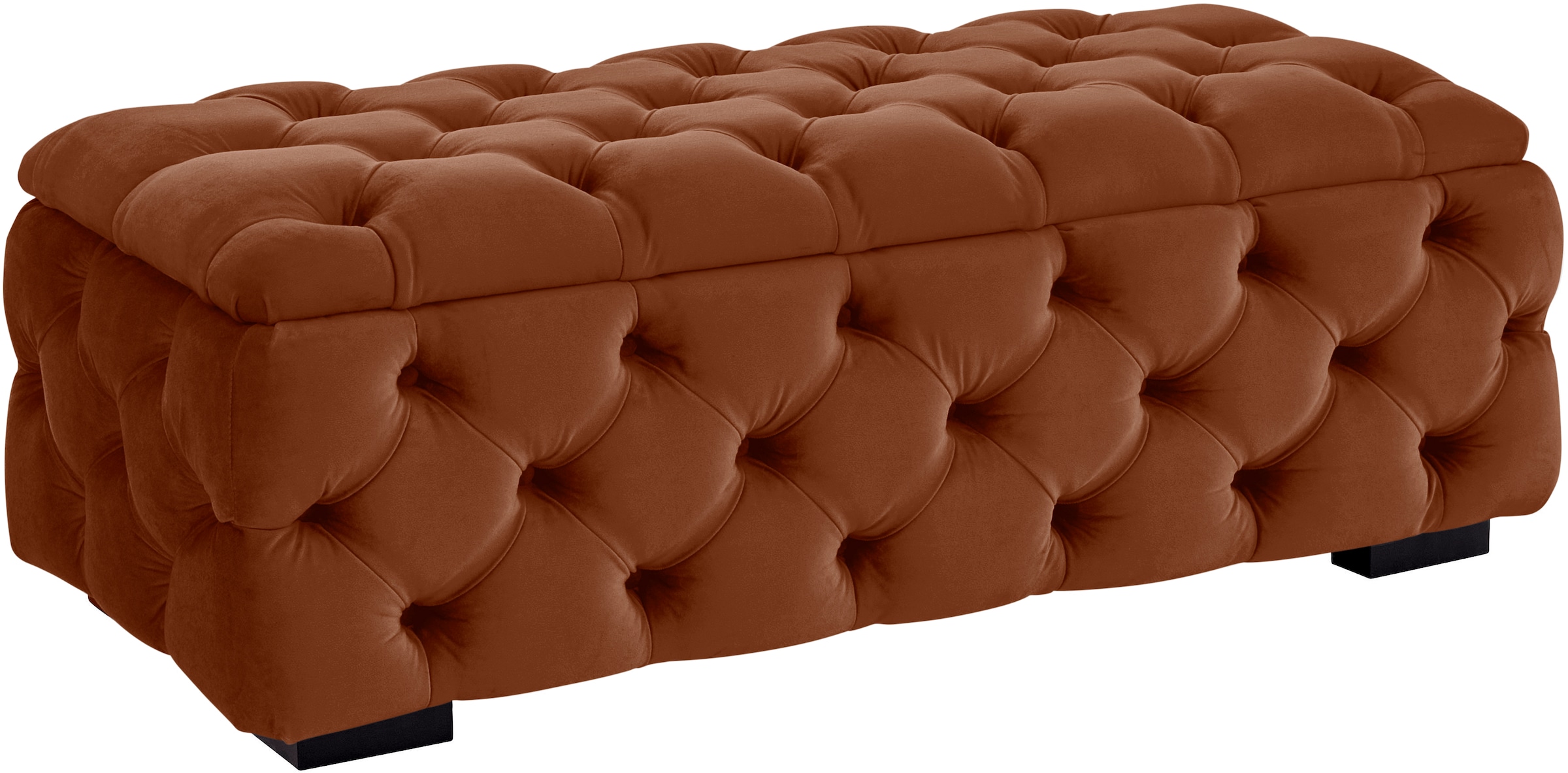 Guido Maria Kretschmer Home&Living Polsterhocker »KALINA, hochwertige Knopfheftung, B/T/H: 120/55/45 cm«, mit Staufach und innenliegenden Laschen zur besseren Aufbewahrung