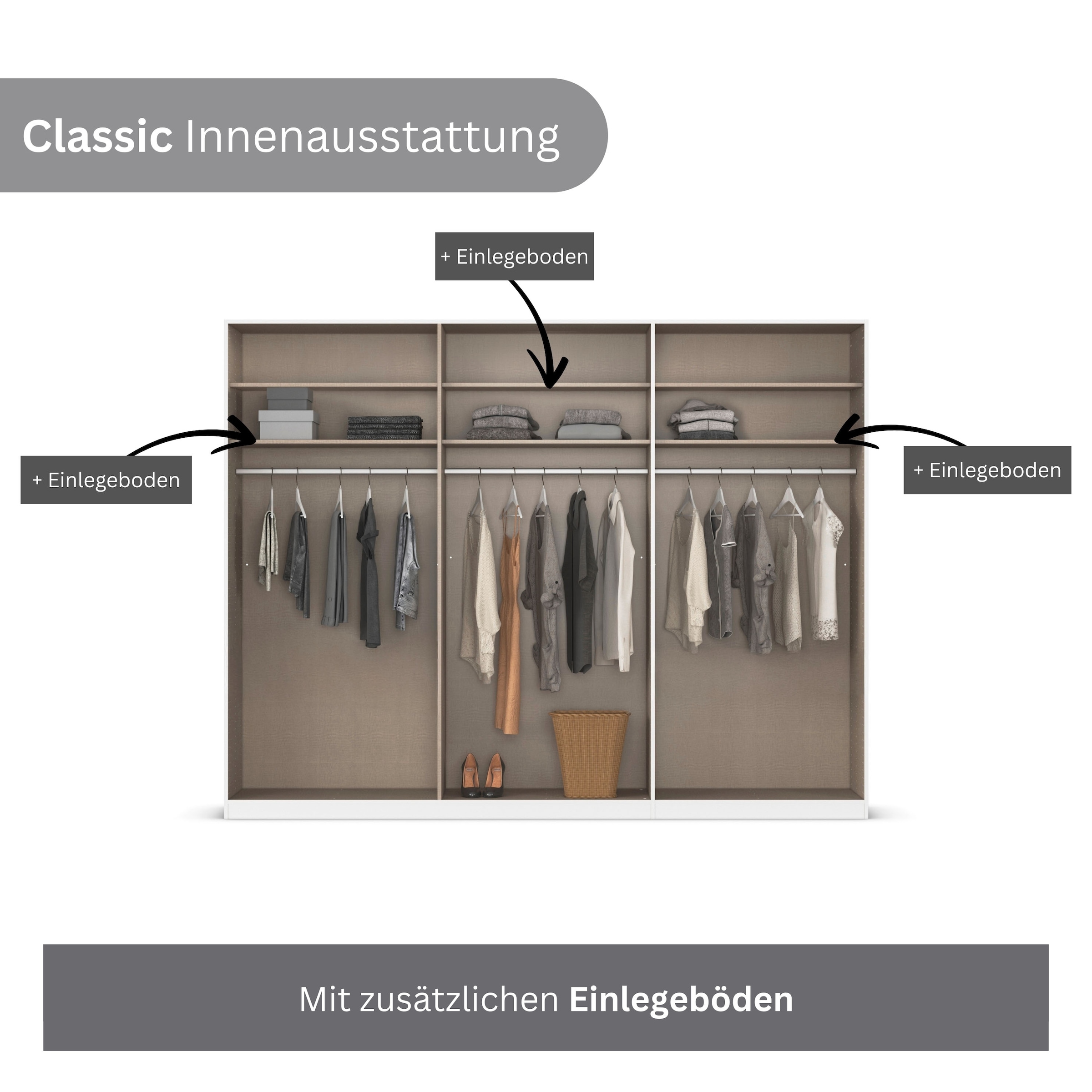 rauch Kleiderschrank »Drehtürenschrank Schrank Garderobe Wäscheschrank Schlafzimmer AVOLA«, (in 3 verschiedenen Ausstattungen BASIC/CLASSIC/PREMIUM), mit hochwertigen Stangengriffen in Schwarz aus Metall MADE IN GERMANY