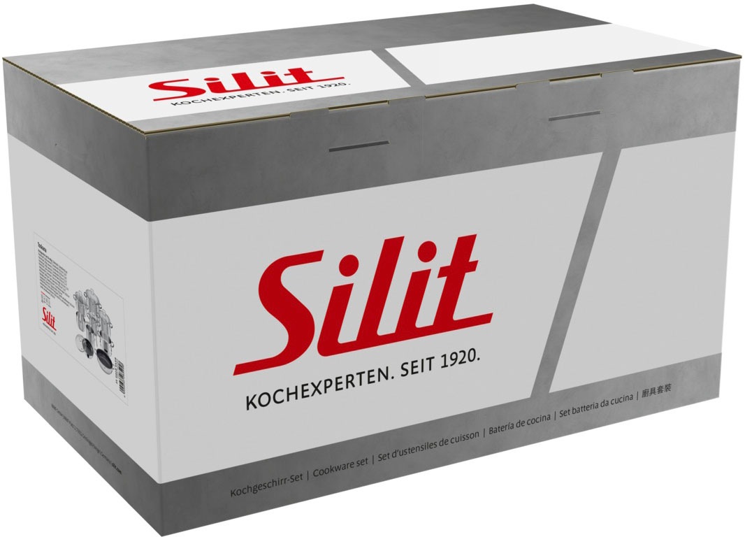 Silit Topf-Set »Toskana«, Edelstahl 18/10, (Set, 14 tlg., mit Milchtopf und Dampfgareinsatz), Silitherm-Allherdboden, induktionsgeeignet, spülmaschinengeeignet