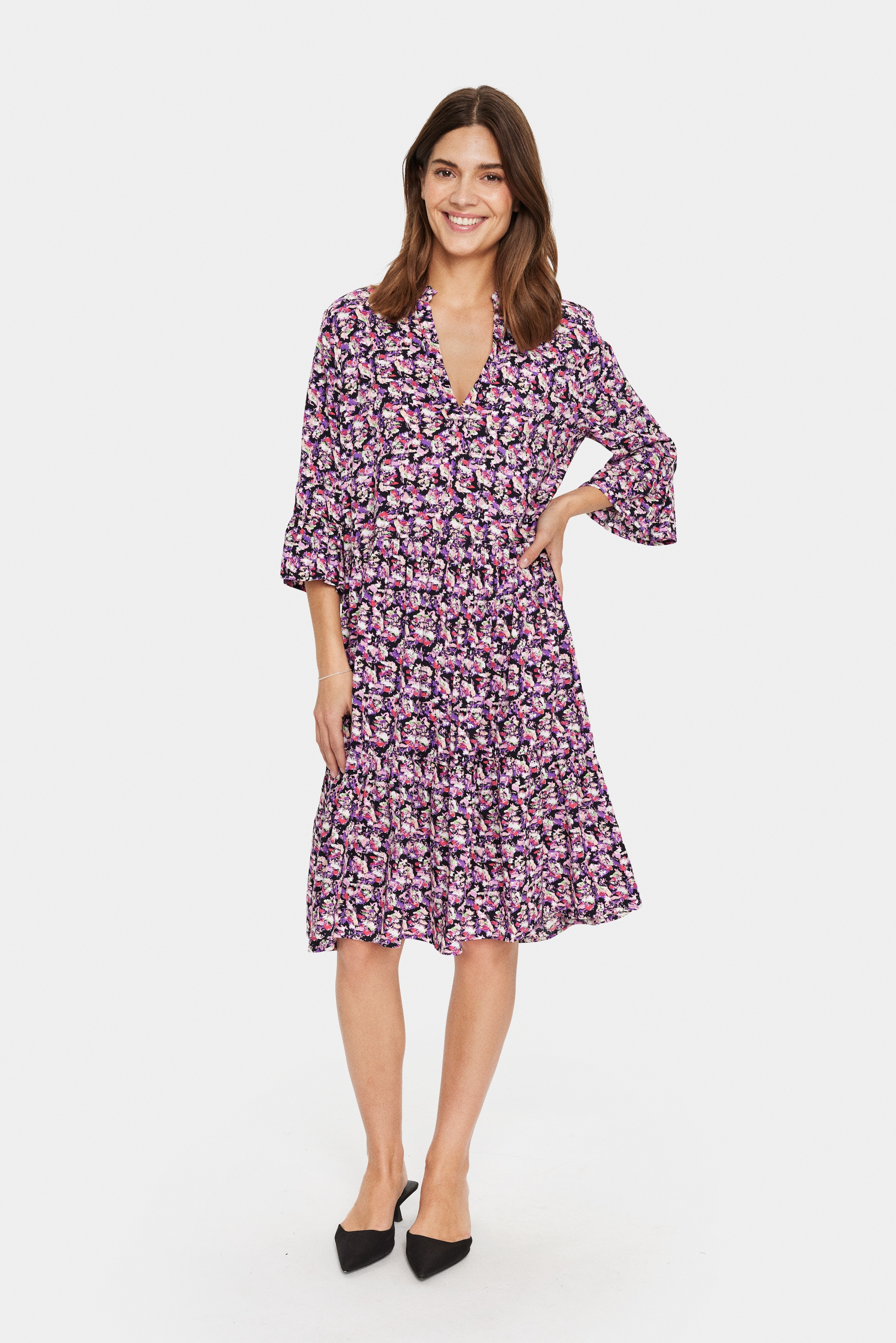 Saint Tropez Blusenkleid »EdaSZ Dress«, mit Volant und 3/4 Ärmel