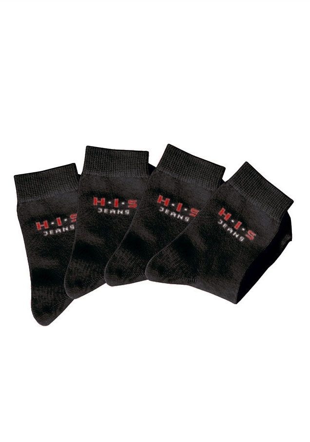 H.I.S Basicsocken Packung, 4 Stk. tlg. mit kontrasfarbenem Logo