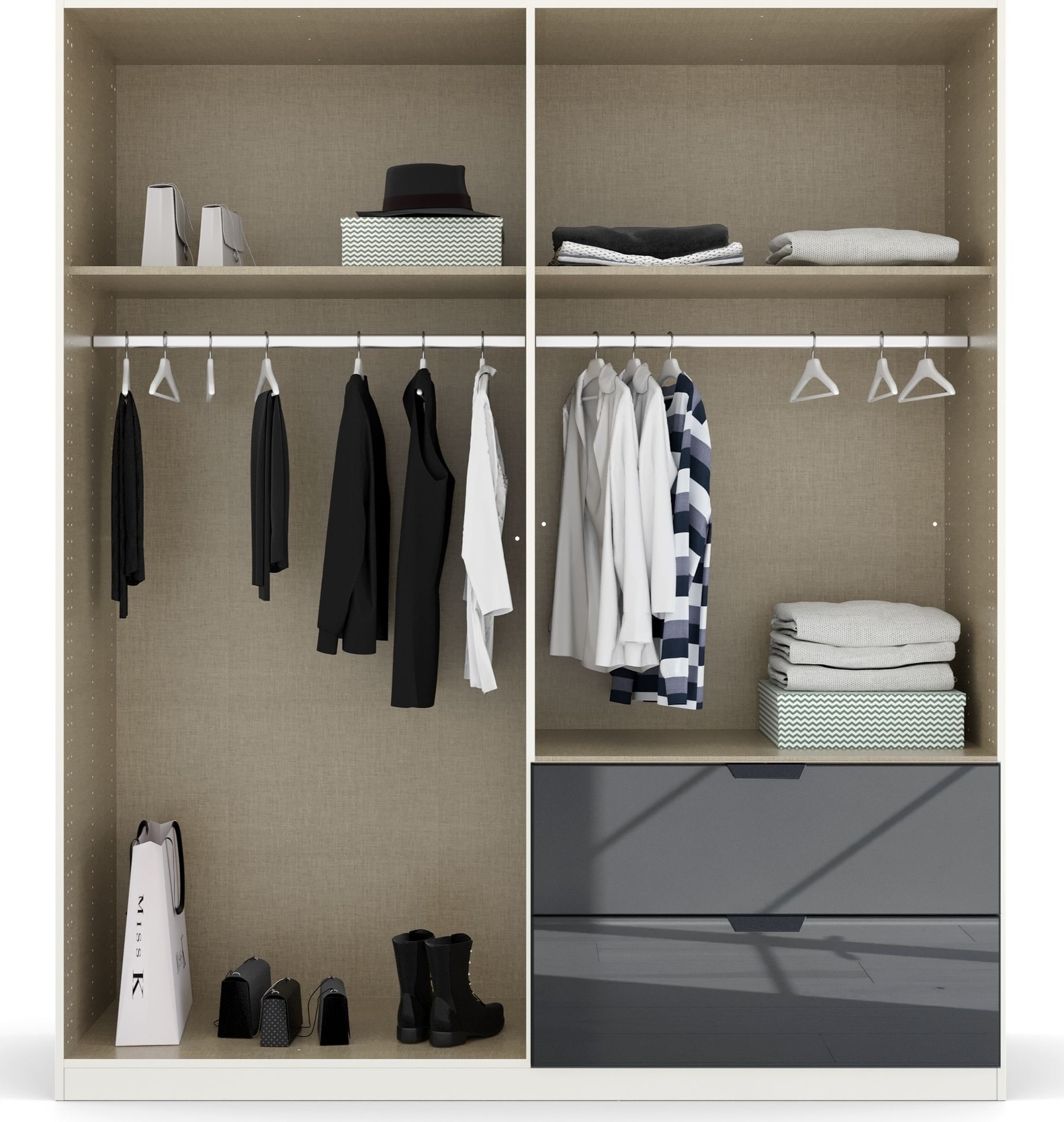 rauch Drehtürenschrank »Kleiderschrank Schrank Garderobe Ankleide MODERN BY QUADRA SPIN« Breiten: 181/226/271 cm, Höhe 210 cm,  mit hochwertiger Glasfront und Stangengriff MADE IN GERMANY