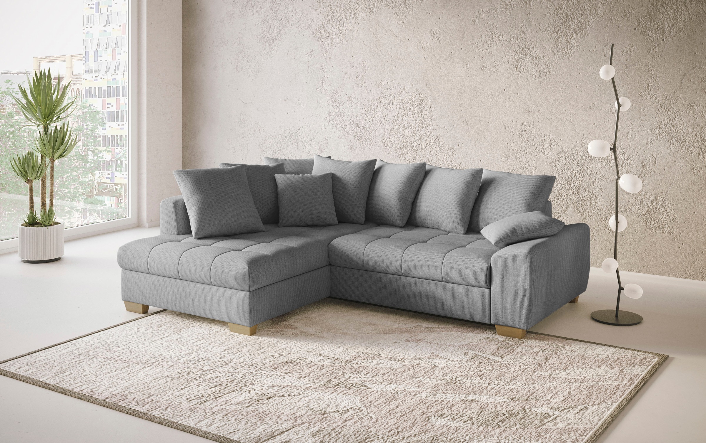 Mr. Couch Ecksofa »Nikita II, L-Form«, Wahlweise mit Bettfunktion, Bettkasten & RGB-LED-Beleuchtung