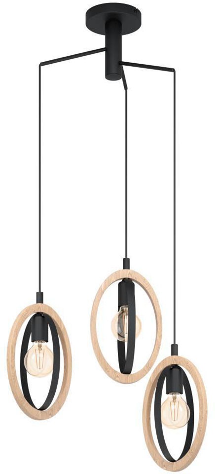 EGLO Hängeleuchte »BASILDON Pendellampe, E27, Stahl, Holz, Vintage, Esstisc günstig online kaufen