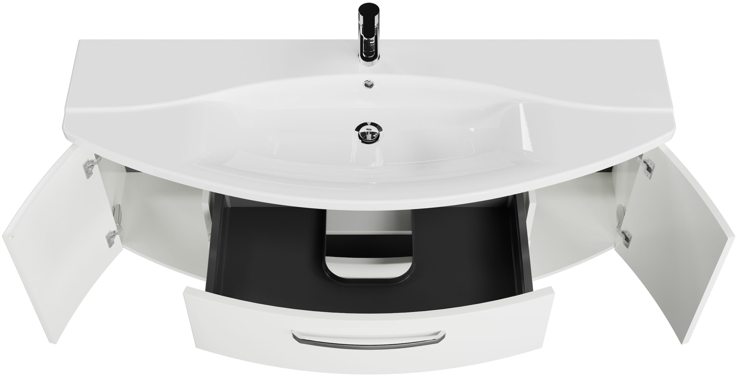 Saphir Waschtisch »Serie 4010 Keramik-Waschtisch mit Unterschrank, 144 cm breit«, Waschplatz mit 2 Türen, 2 Schubladen, Badmöbel-Set mit Waschtisch