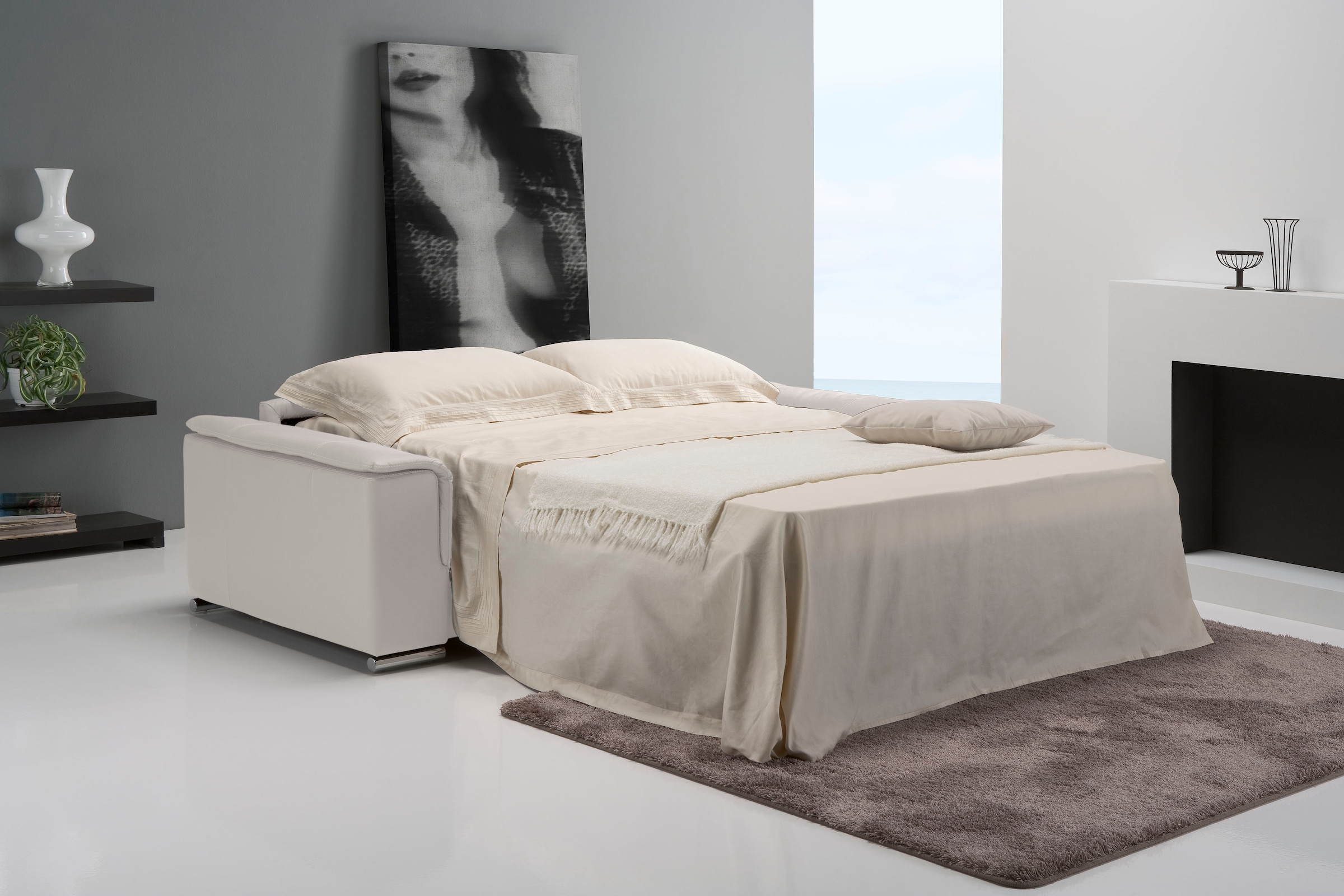 Egoitaliano Schlafsofa »Cecilia, modern & elegant, erstklassiger Sitzkomfort, Dauerschläfer«, inkl. Matratze und hochwertigem Metallbettrahmen, toller Schlafkomfort