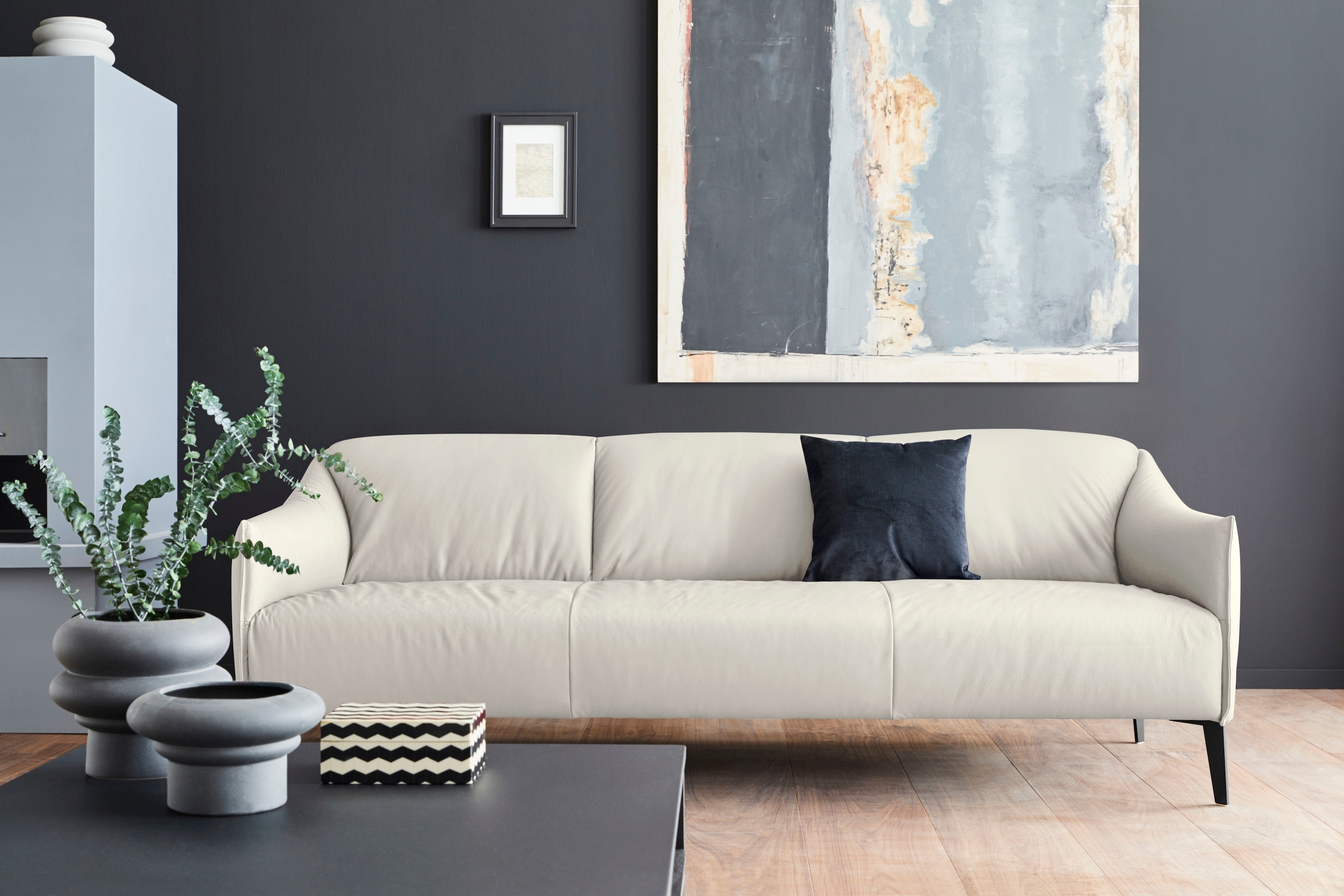 W.SCHILLIG 3-Sitzer »sally« mit Metall-Winkelfüßen in Schwarz pulverbeschic günstig online kaufen