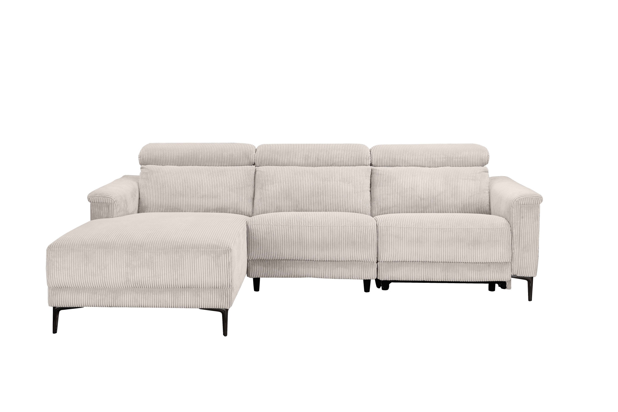 Places of Style Ecksofa »Lund in Cord, L-Form, 261 cm, manuelle und elektr. Relaxfunktion,«, USB-A und Kopfteilverstellung