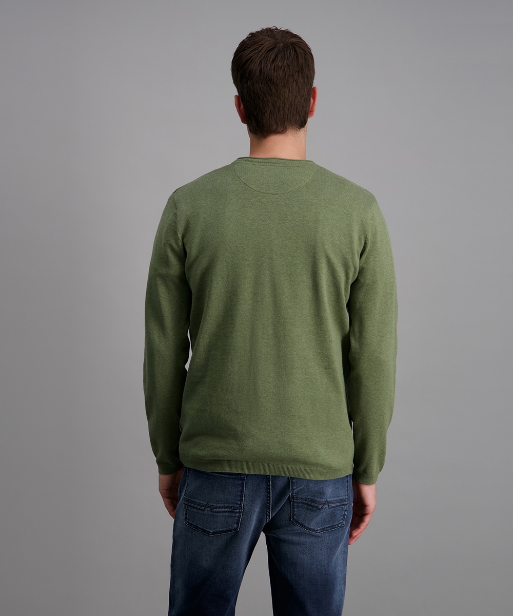 Pioneer Authentic Jeans Rundhalspullover, Ausschnitt mit Rollkante, Außennähte