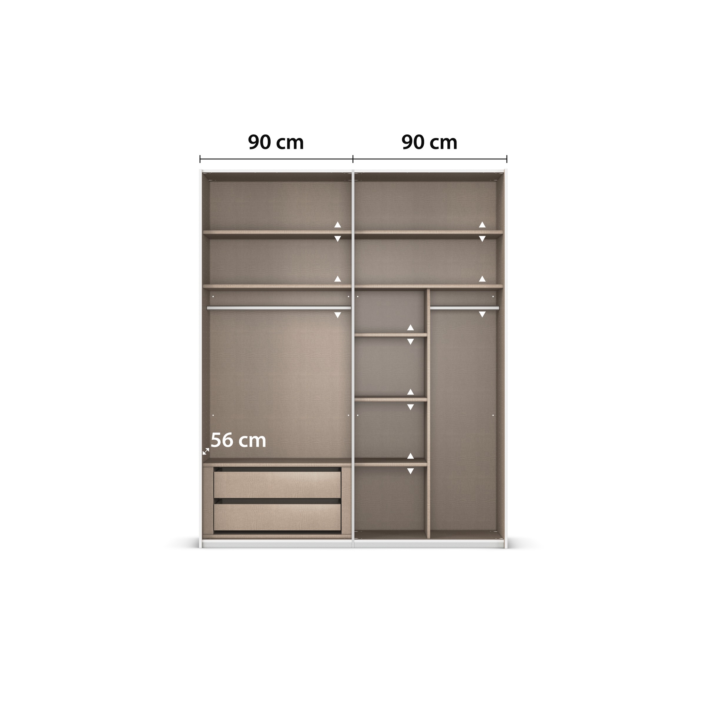 rauch Schwebetürenschrank »Kleiderschrank Schrank Garderobe Schlafzimmerschrank CONTIDO«, (in 3 verschiedenen Ausstattungen BASIC/CLASSIC/PREMIUM), aus hochwertigem Material in 6 Breiten 2 Griff-Farben MADE IN GERMANY