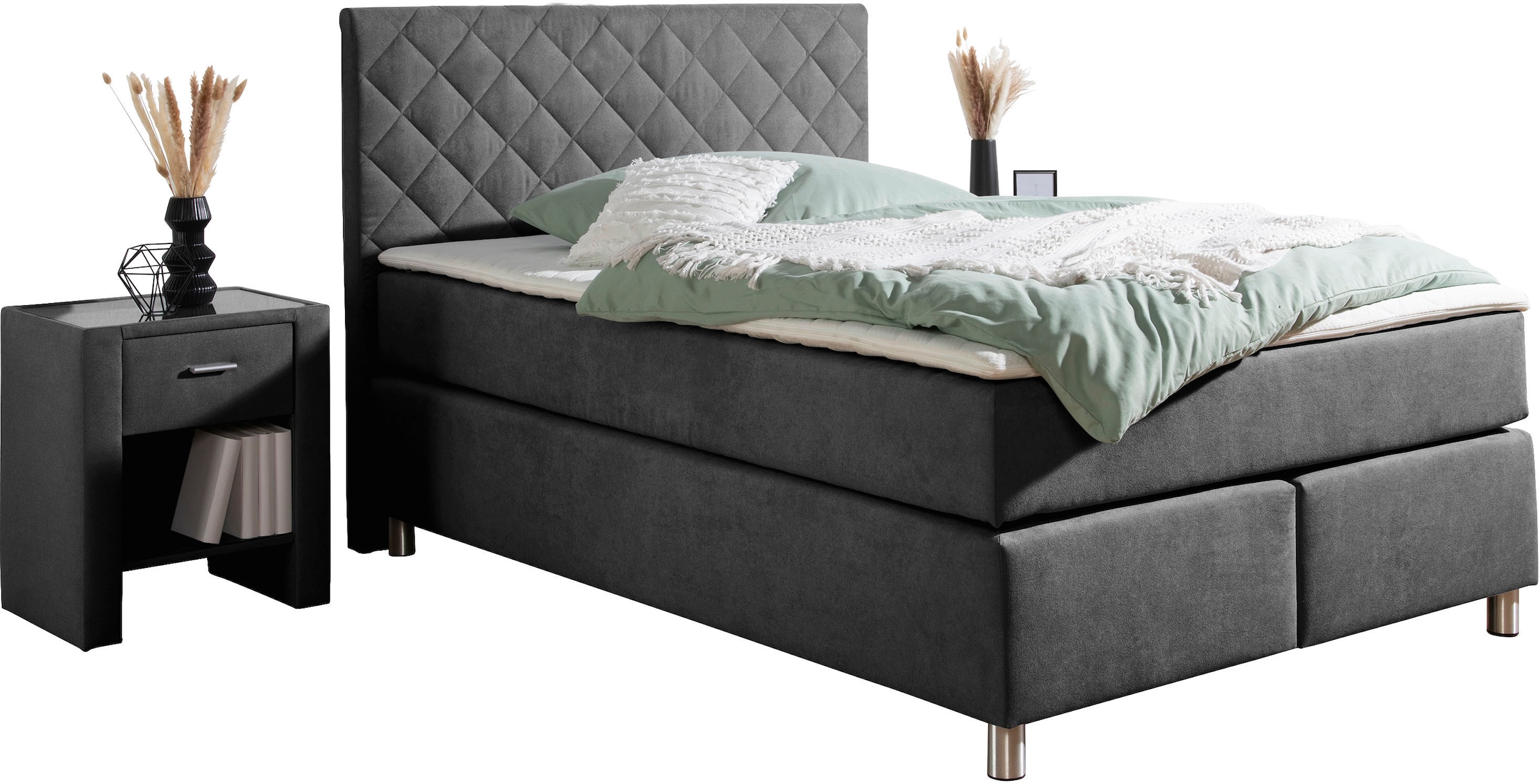Leonique Boxspringbett »Bernard, in verschiedenen Breiten«, inkl. Topper, M günstig online kaufen