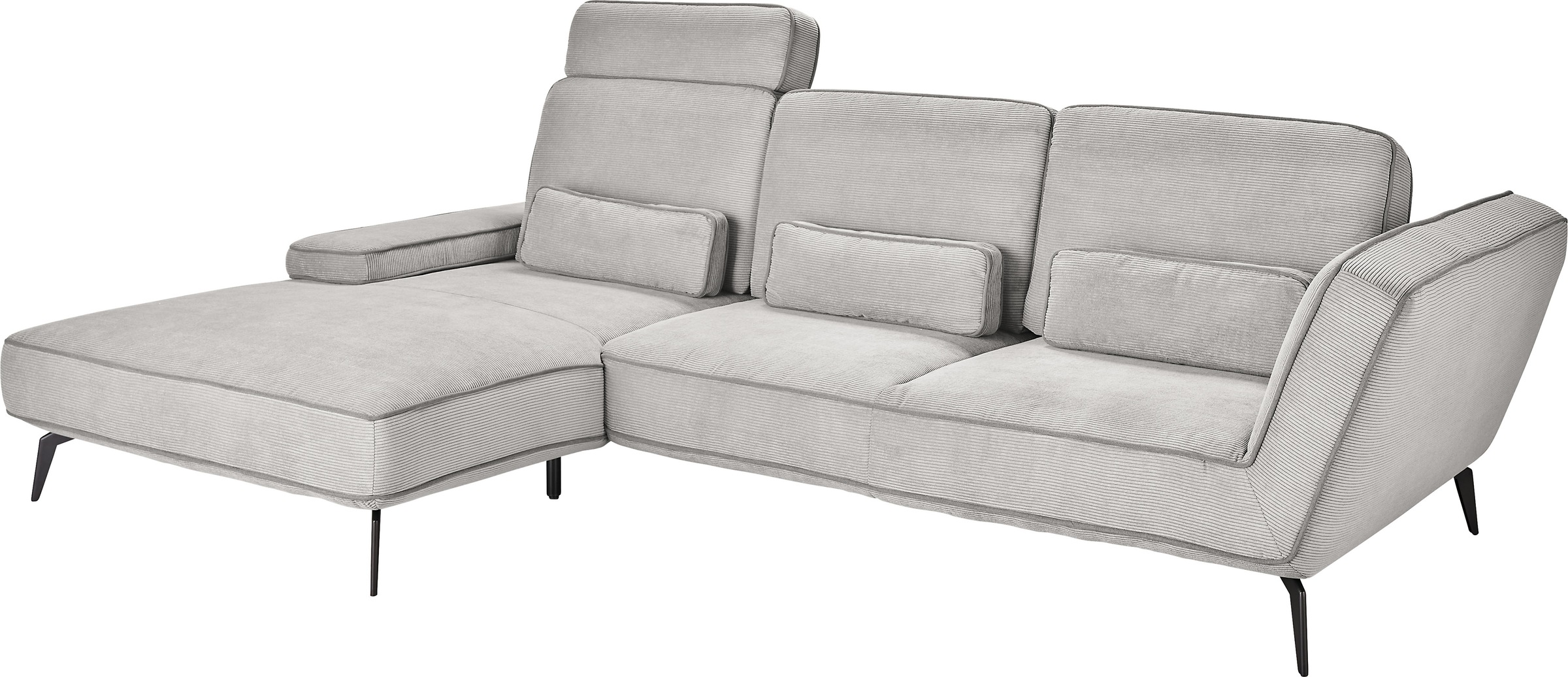 set one by Musterring Ecksofa »SO 4500, Füße schwarz matt, inkl Schwenkrückenfunktion, Cord, L-Form«, wahlweise mit Kopfstütze/Armteilverstellung/Rückenneigung