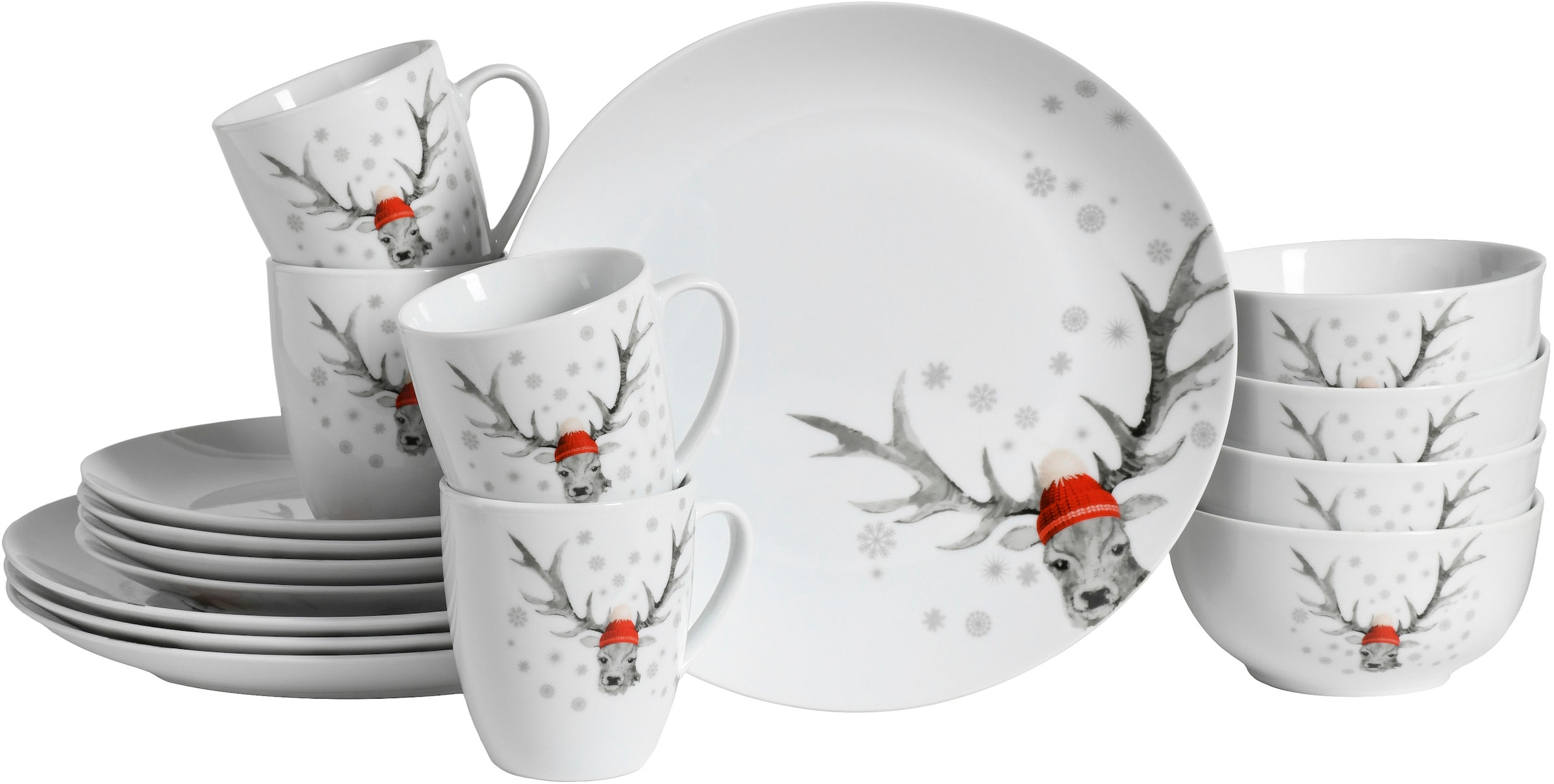 CreaTable Kombiservice »Luna Hirsch« winterliches Hirsch-Motiv günstig online kaufen