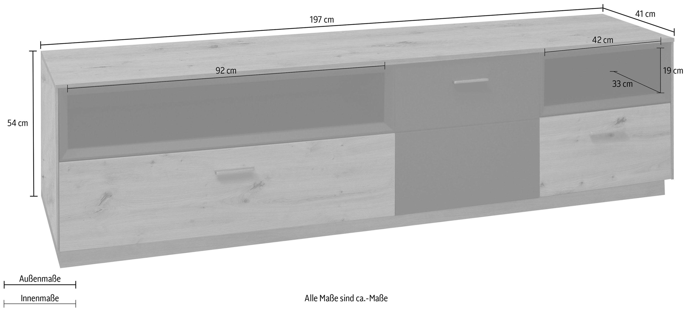 Mäusbacher Lowboard »Frame«, Breite 197 cm