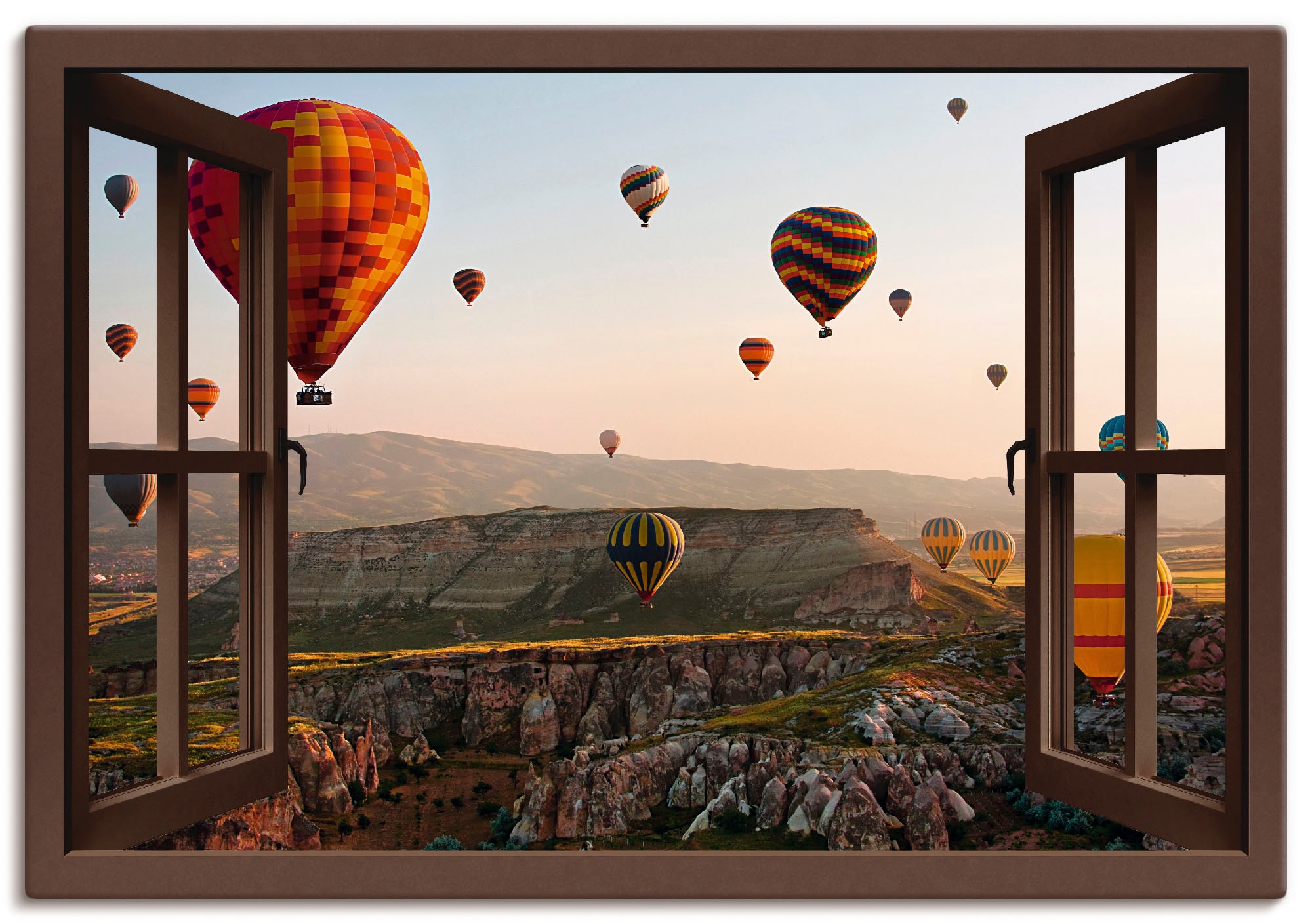 Artland Wandbild »Fensterblick Kappadokien Ballonfahrt«, Ballonfahren, (1 S günstig online kaufen