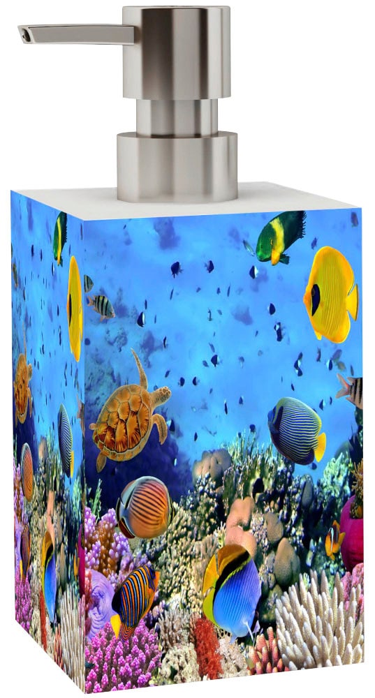 Sanilo Badaccessoire-Set »Ocean« bestehend aus WC-Sitz, Badteppich, Stöpsel, Seifenspender, WC-Bürste