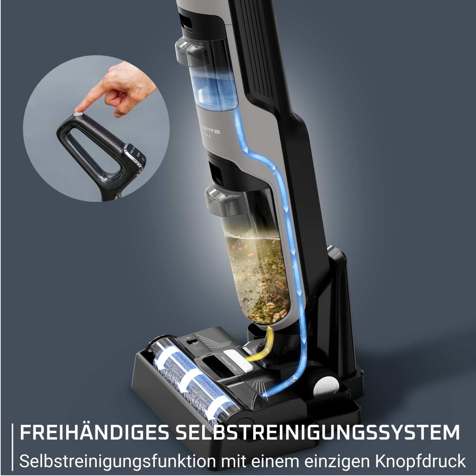 Rowenta Nass-Trocken-Akkusauger »X-Clean 4, kabellos, 2-in-1 Staubsauger für alle Hartböden«, kabellos, Selbstreinigungsfunktion, Schmutzerkennung, GZ5037