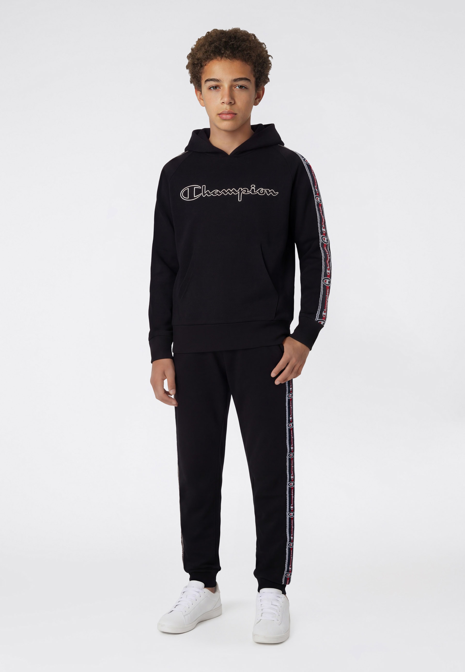 Champion Kapuzensweatshirt »SPORTWEAR HOODIE Loose Fit«, für Kinder, Loose Fit, Langarm, aus Baumwolle und Polyester
