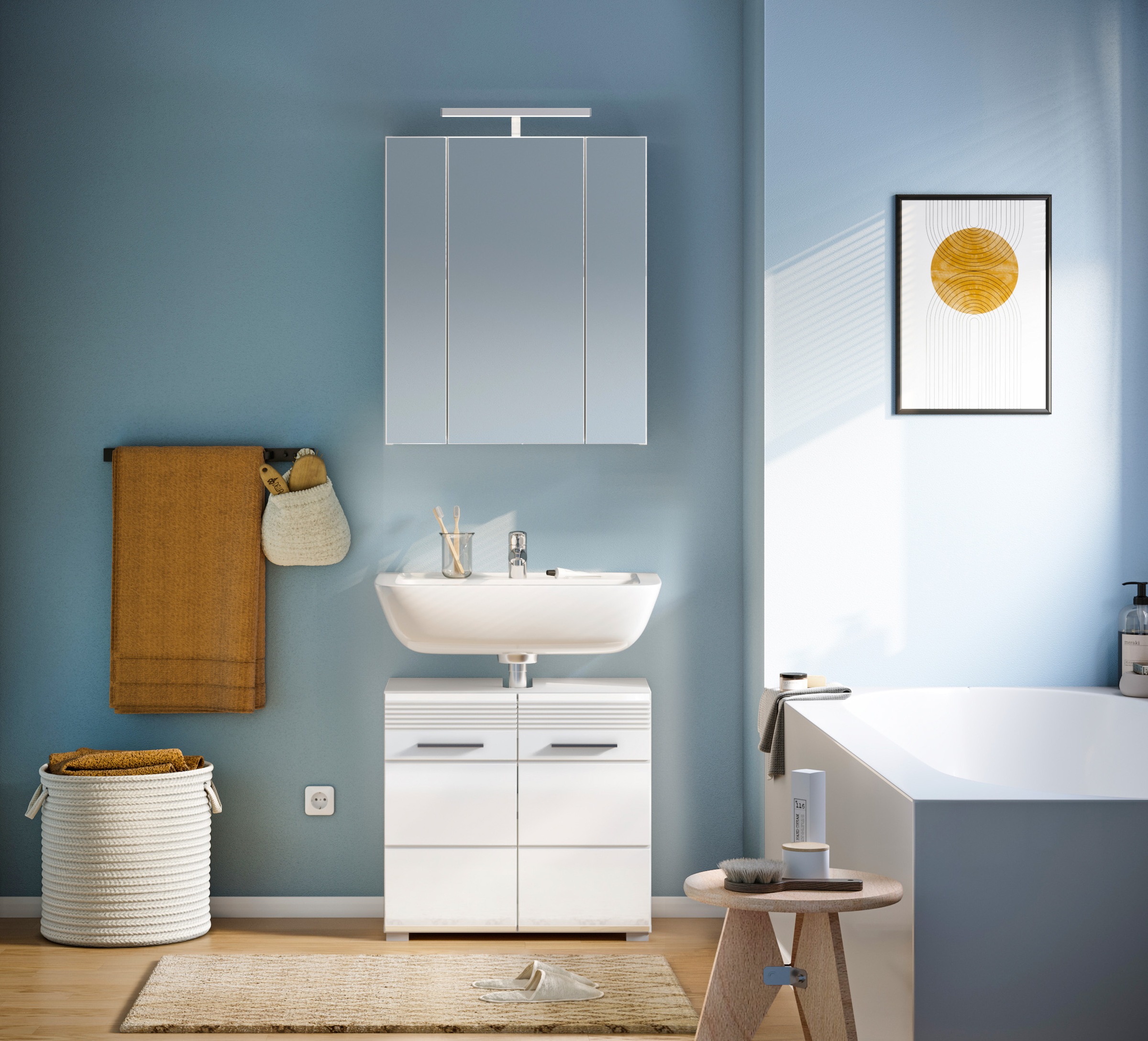 INOSIGN Badmöbel-Set »Malmö, 2 teilig, inklusive LED Beleuchtung, bestehend günstig online kaufen