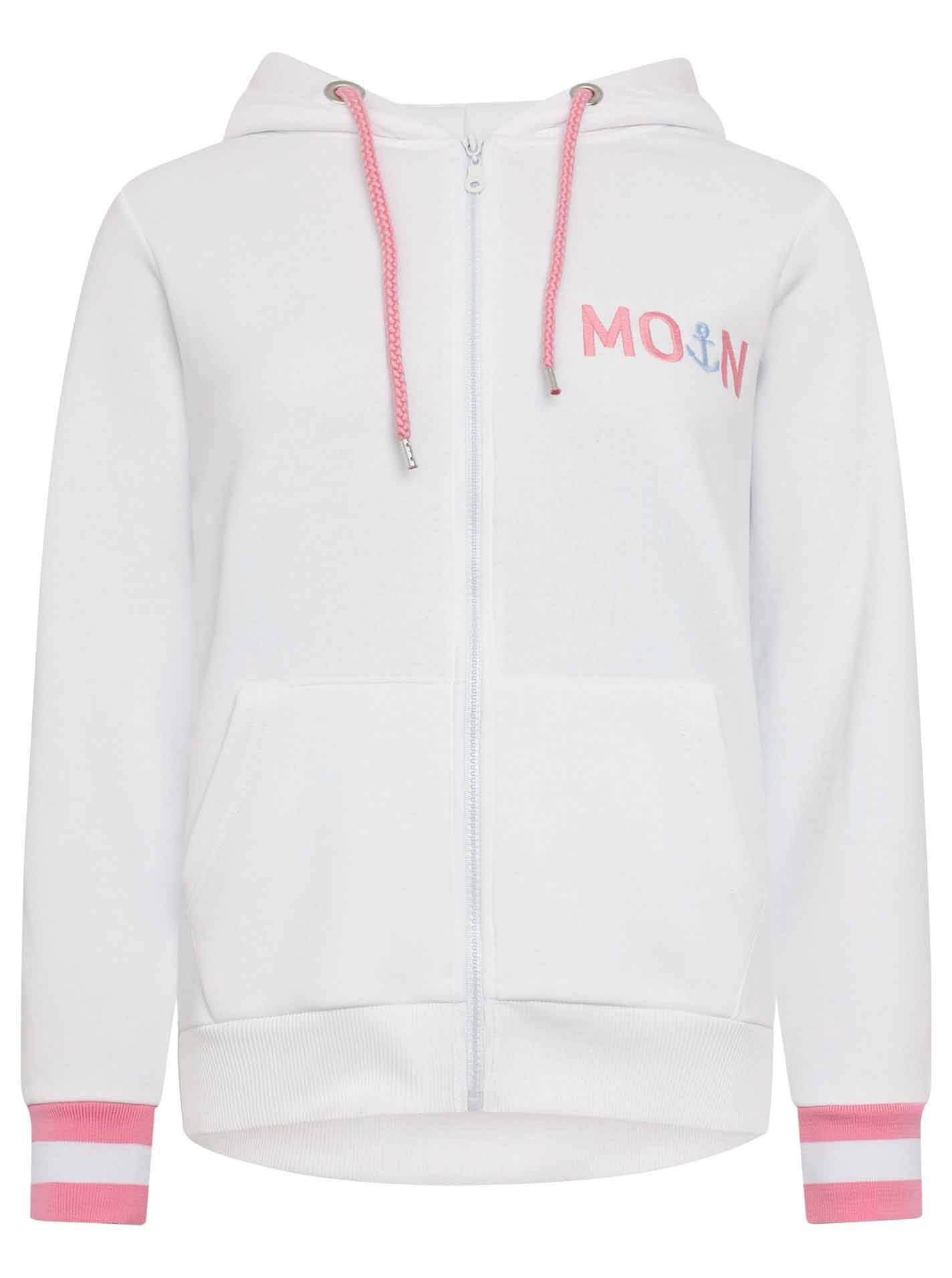 Zwillingsherz Sweatjacke, mit gesticktem "Moin" und neonfarbenen Details