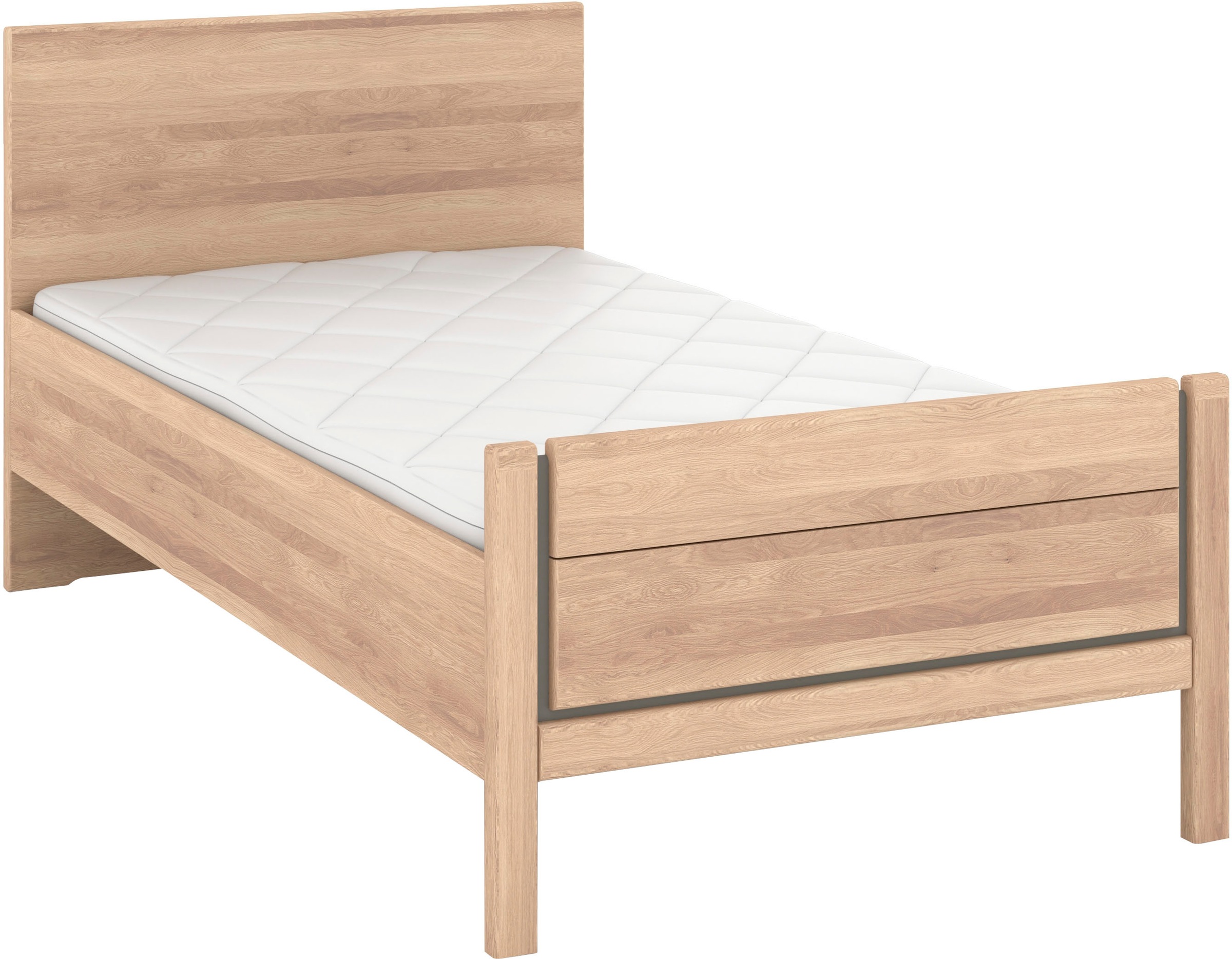 Musterring Holzbett »Sorrent, Bettgestell, Bettrahmen, teilmassiv Eiche«, (MADE IN GERMANY), Eiche teilmassiv, Liegehöhenverstellung, Stollenfußteil