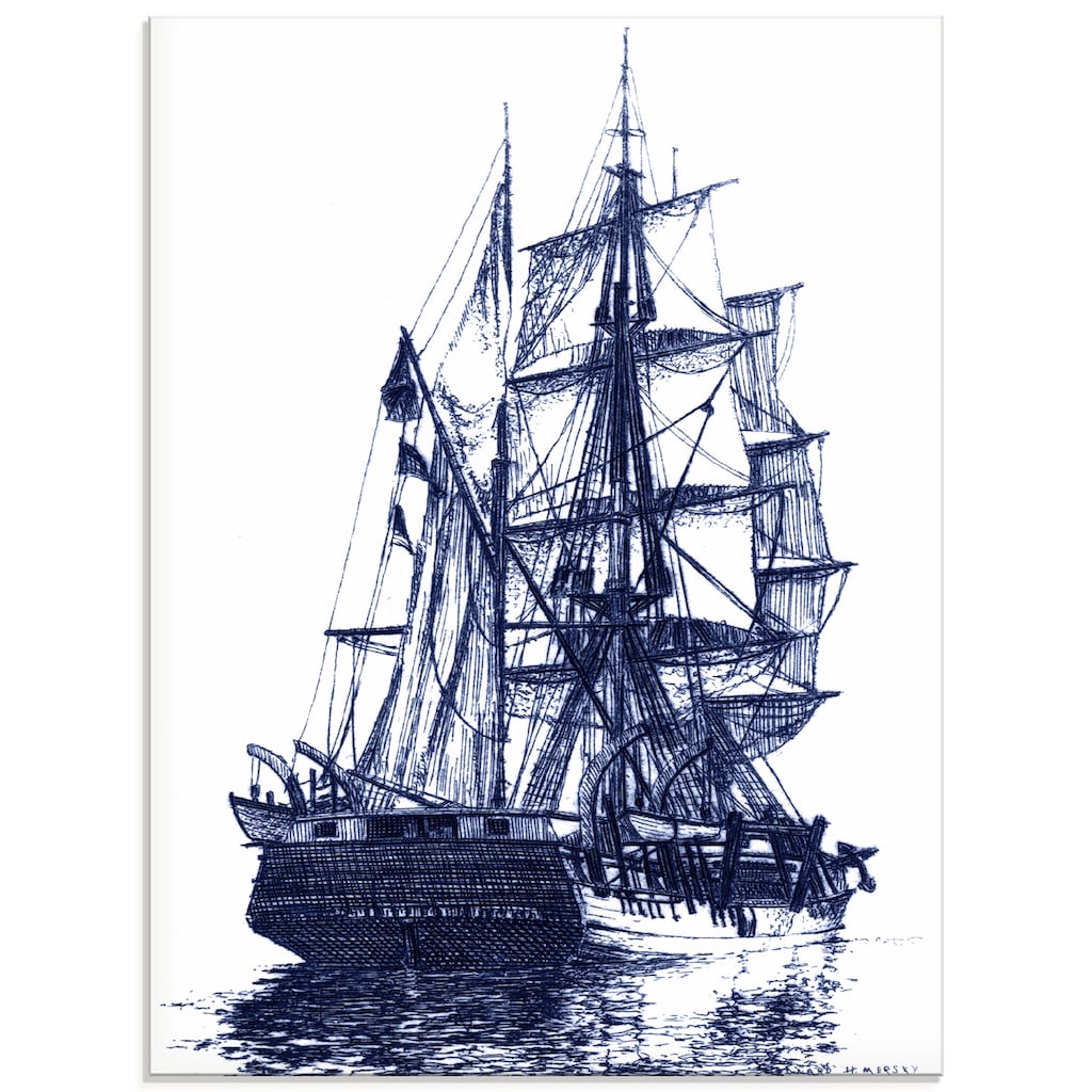 Artland Glasbild »Antikes Schiff in blau I«, Boote & Schiffe, (1 St.)