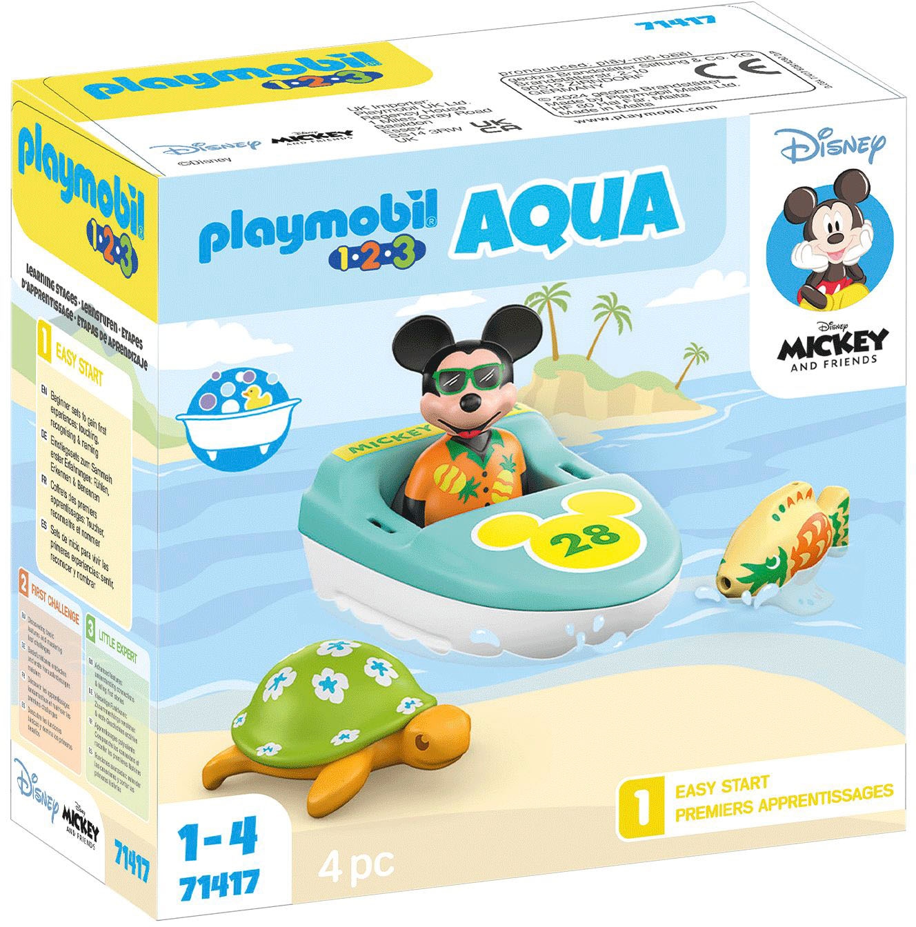Playmobil® Konstruktions-Spielset »1.2.3 & Disney: Mickys Bootstour (71417), Disney & Mickey and Friends«, (4 St.), Aqua, Made in Europe