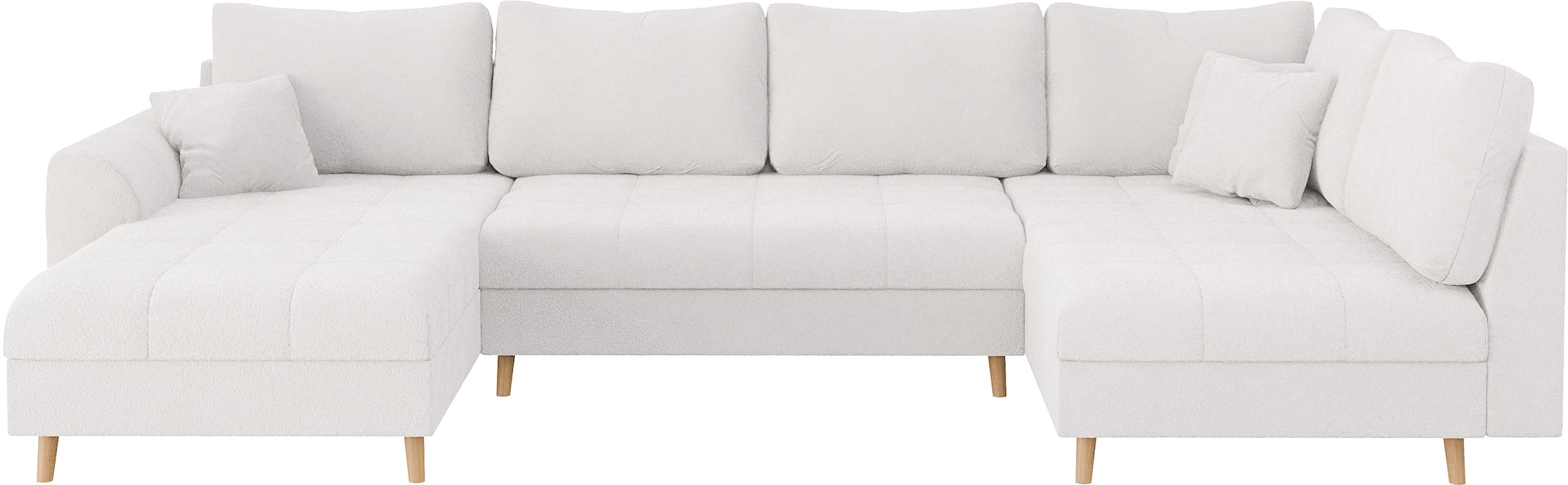 Home affaire Wohnlandschaft »CHARRE U-Form mit Ottomane, Maße B/T/H: 310/161/81 cm«, feine Steppung, lose Rücken- und Zierkissen, auch in Cord und Bouclé