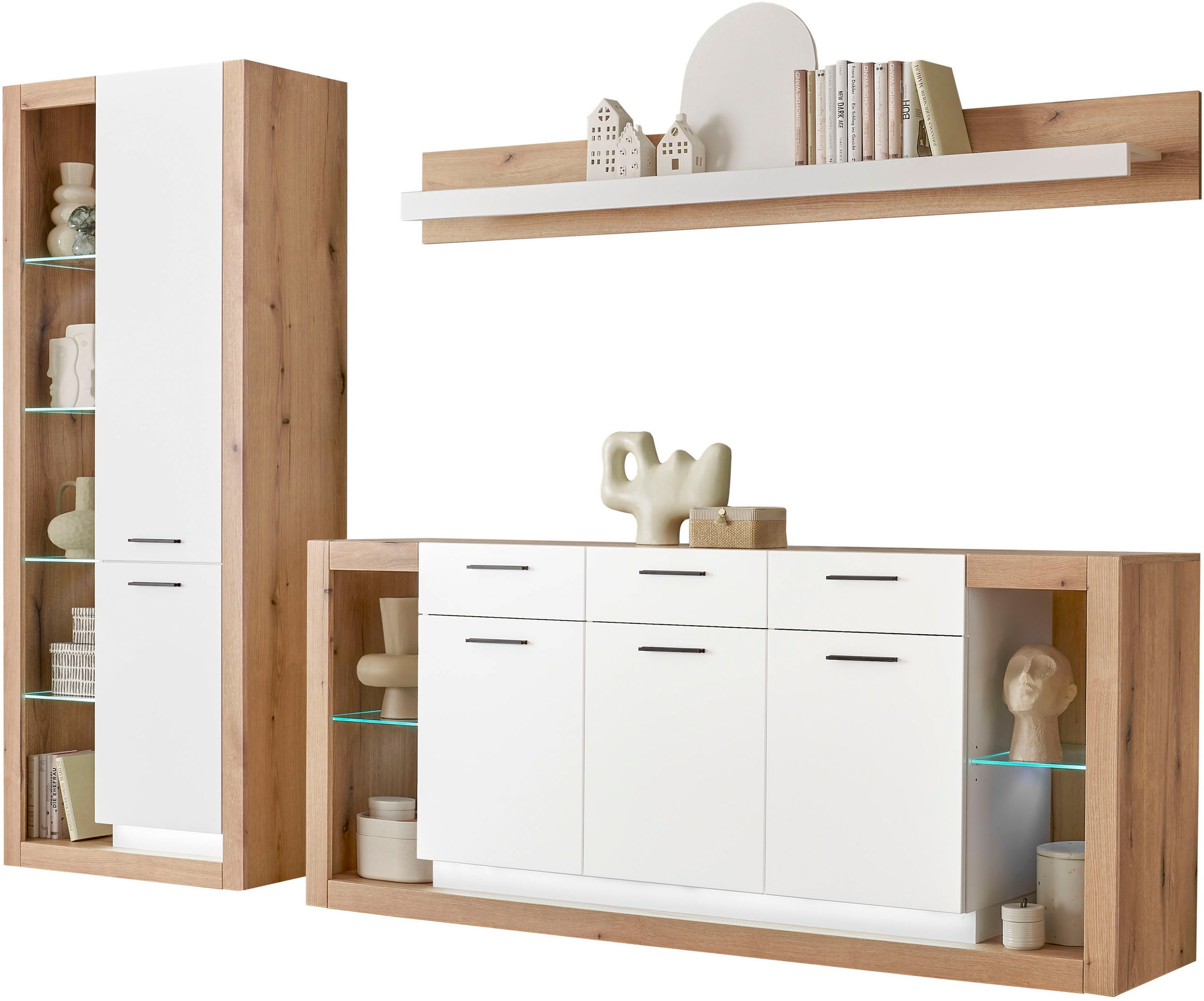 INOSIGN Wohnwand »Brixen, moderne Anbauwand, Wohnzimmer-Set, Eiche Evoke De günstig online kaufen