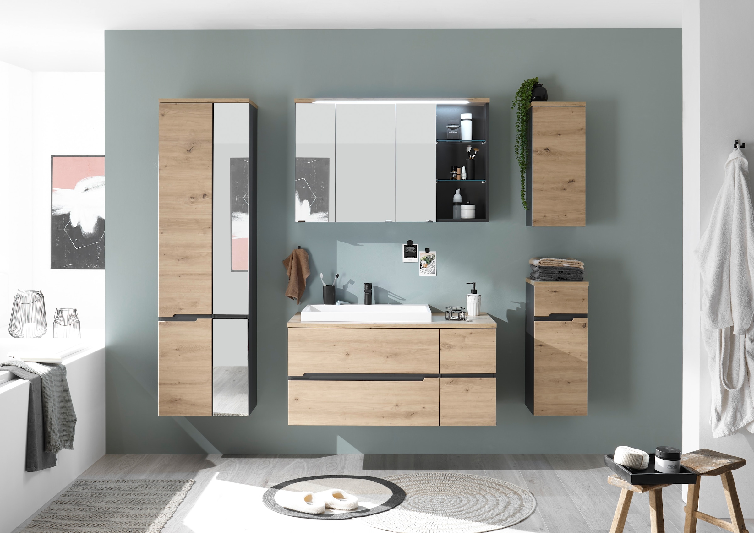 BASIC by Balculina Waschtisch »Memphis, Waschtisch BxHxT 110 x 54 x 53«, Breite 110 cm, mit Waschbecken, Softclose