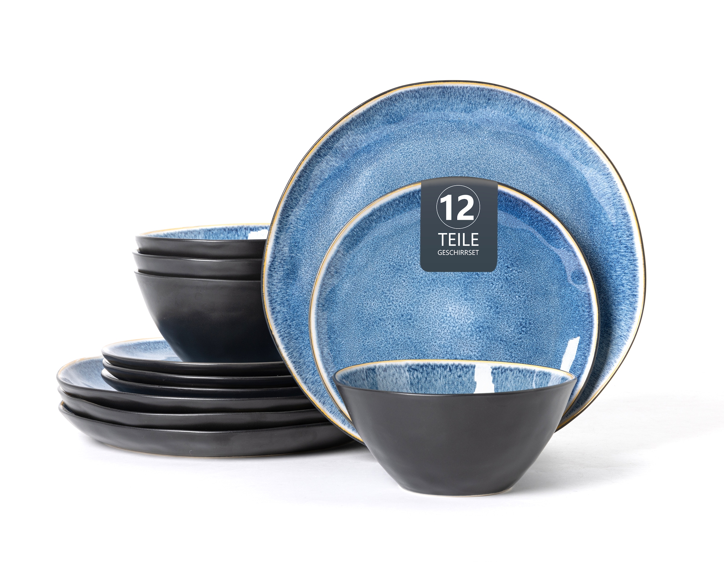OTTO home Tafelservice »Teller Set, Service Allden« Teller Set, jedes Stück ein Unikat, 12 Teile, für 4 Personen