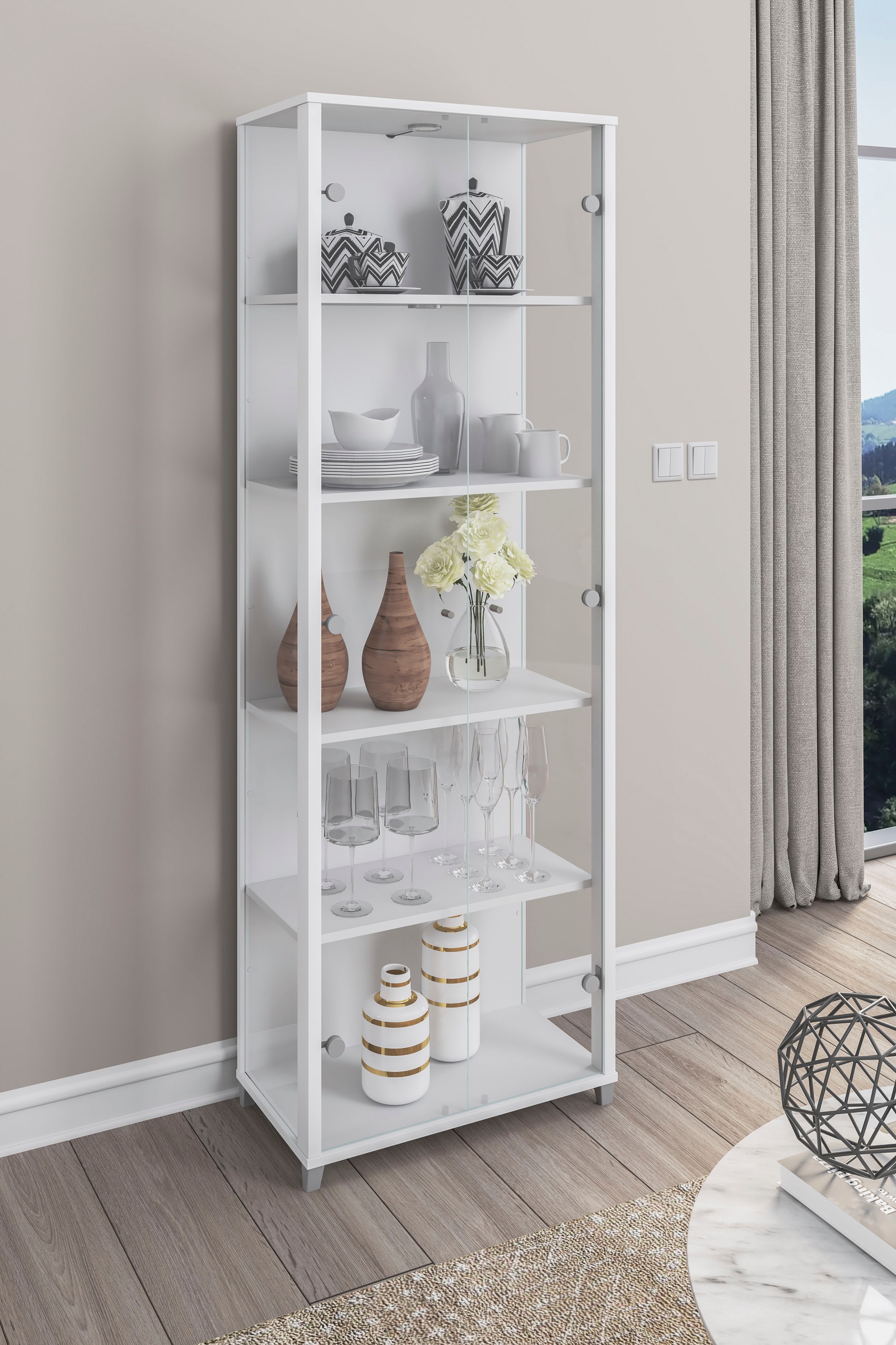 fif möbel Vitrine »OPTIMA«, Standvitrine, Vitrinenschrank, Glasvitrine, Sam günstig online kaufen