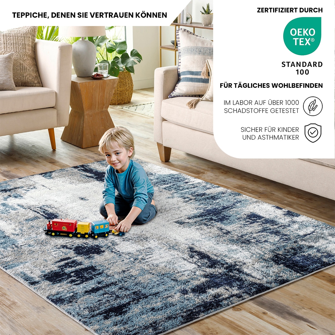 Livabliss Teppich »HELSINKI«, rechteckig, 11 mm Höhe, Designerteppich in Marmor Optik, Kurzflor Wohnzimmerteppich/Läufer