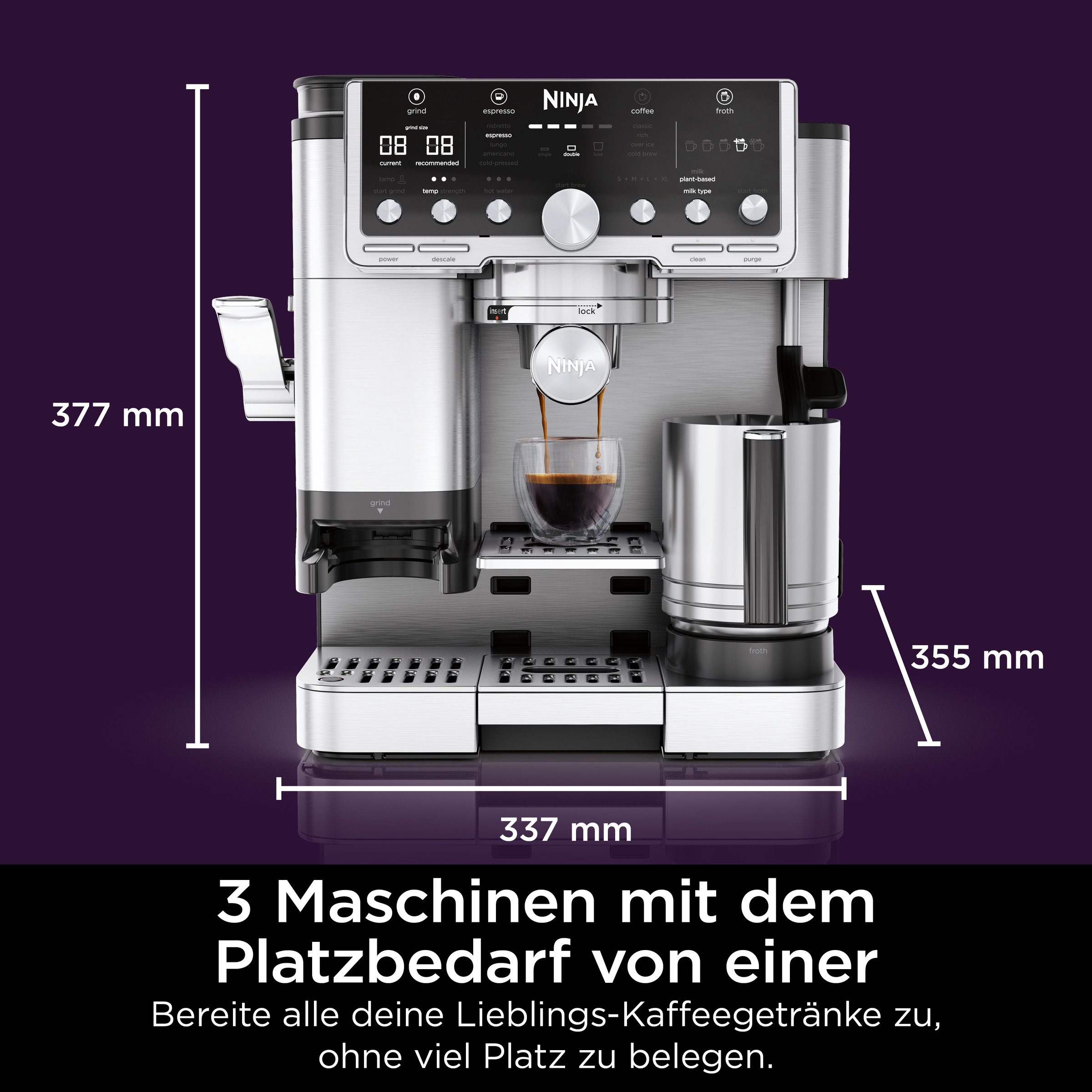NINJA Espressomaschine »Ninja Luxe™ Café Pro Kaffeemaschine ES701EU«, 3-in-1-Kaffeemaschine für Espresso, Filterkaffee und Cold Brew