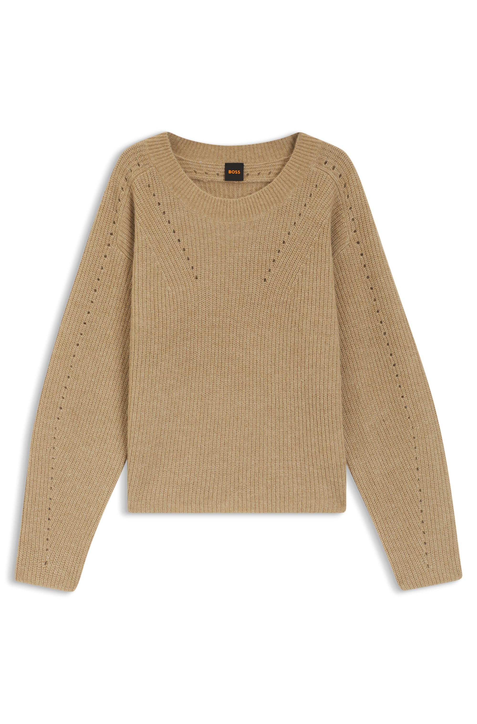 BOSS ORANGE Strickpullover »Fenne Premium Damenmode« mit Ajourlochmuster