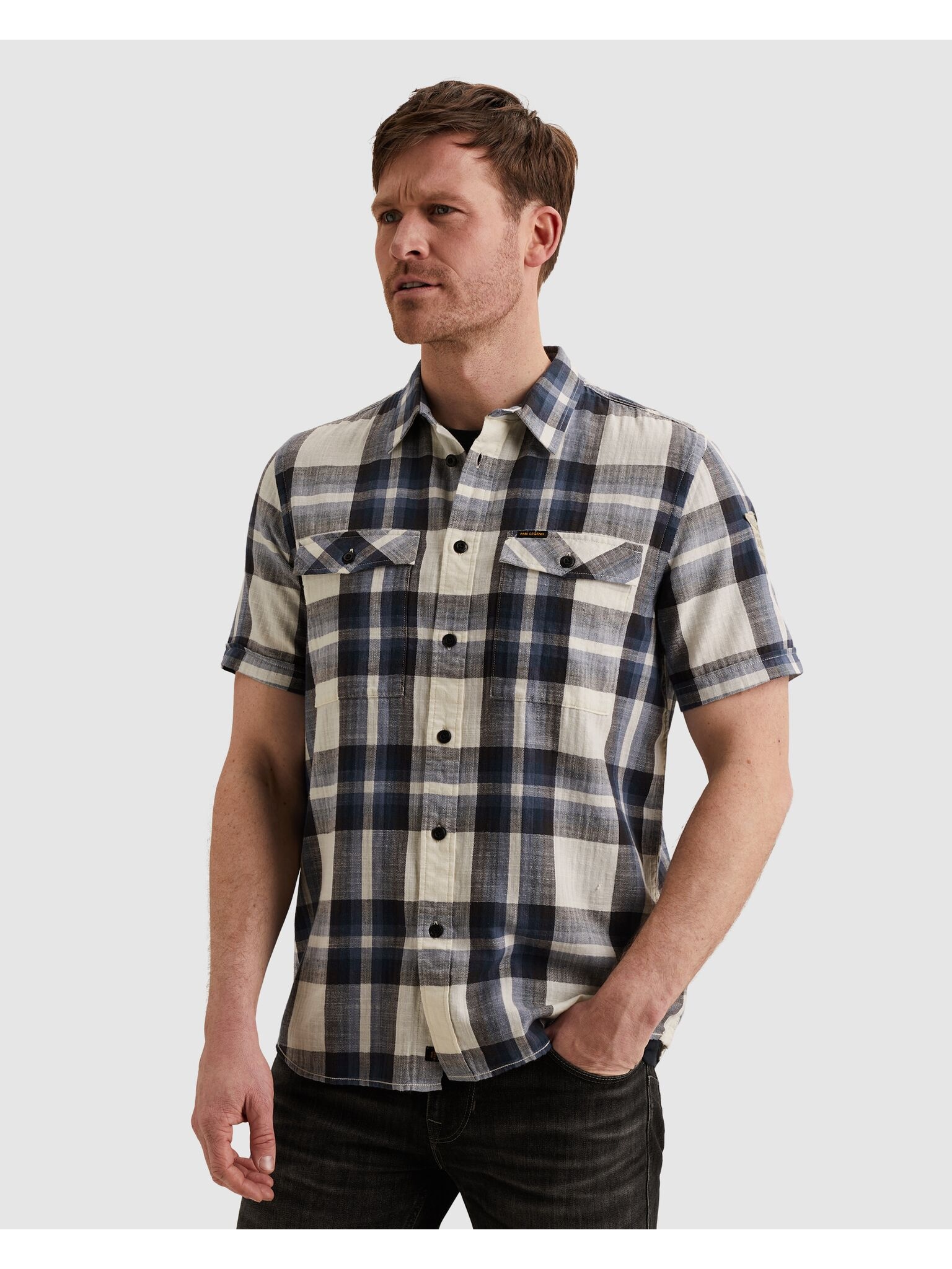 PME LEGEND Kurzarmhemd mit Logo Stickerei